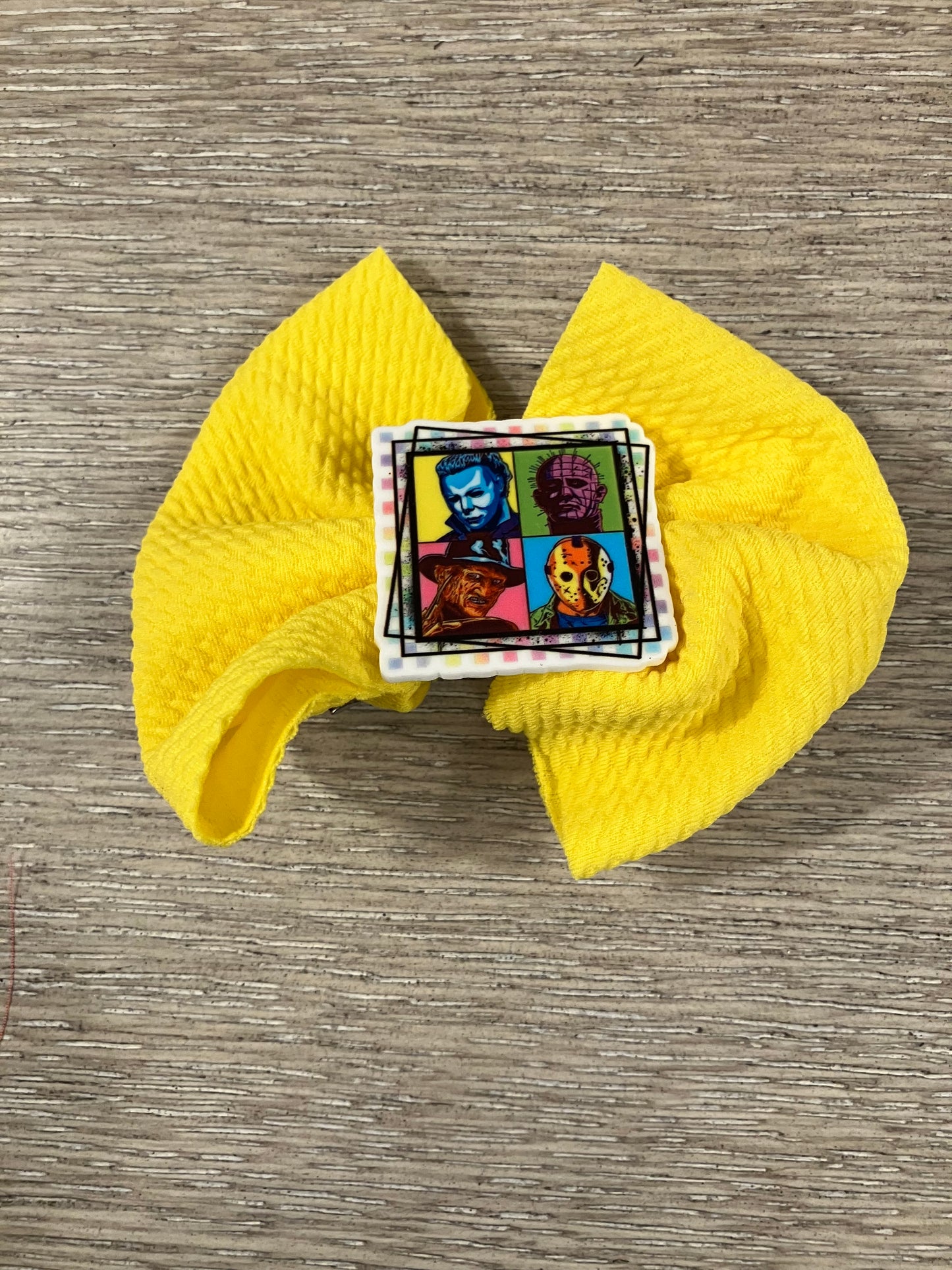 Yellow bright horror guys clip bows