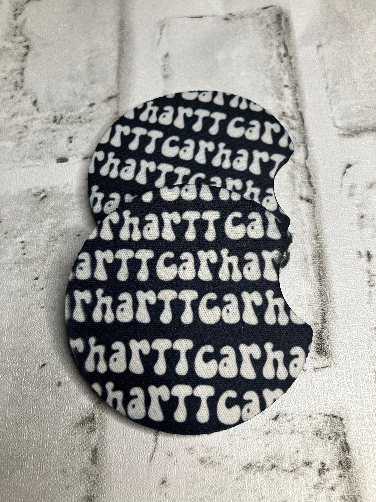 Black workwear car coasters