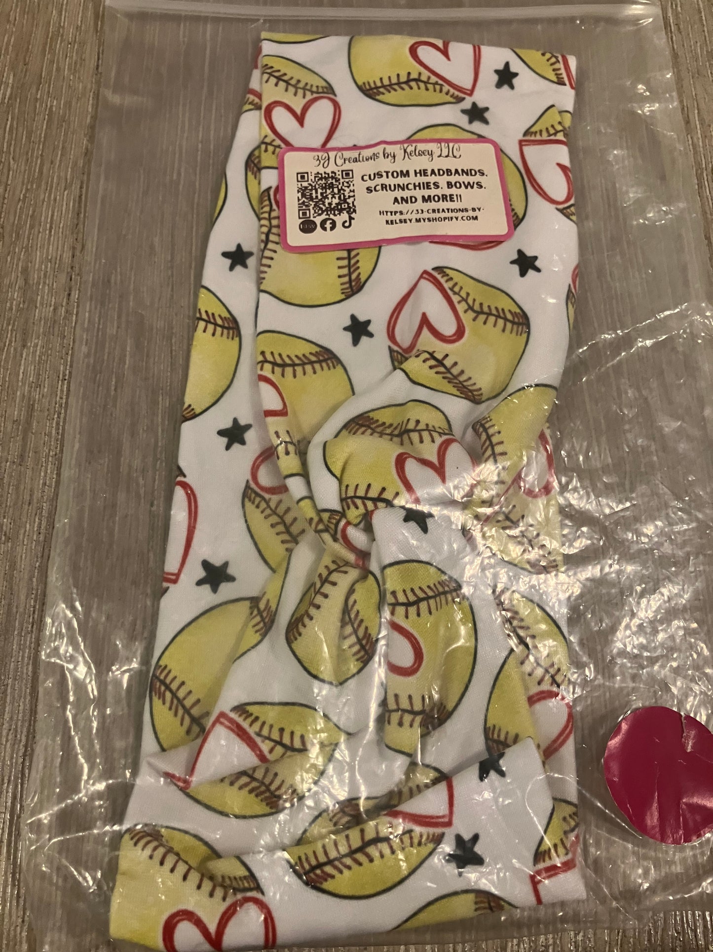 Softball heart child headband