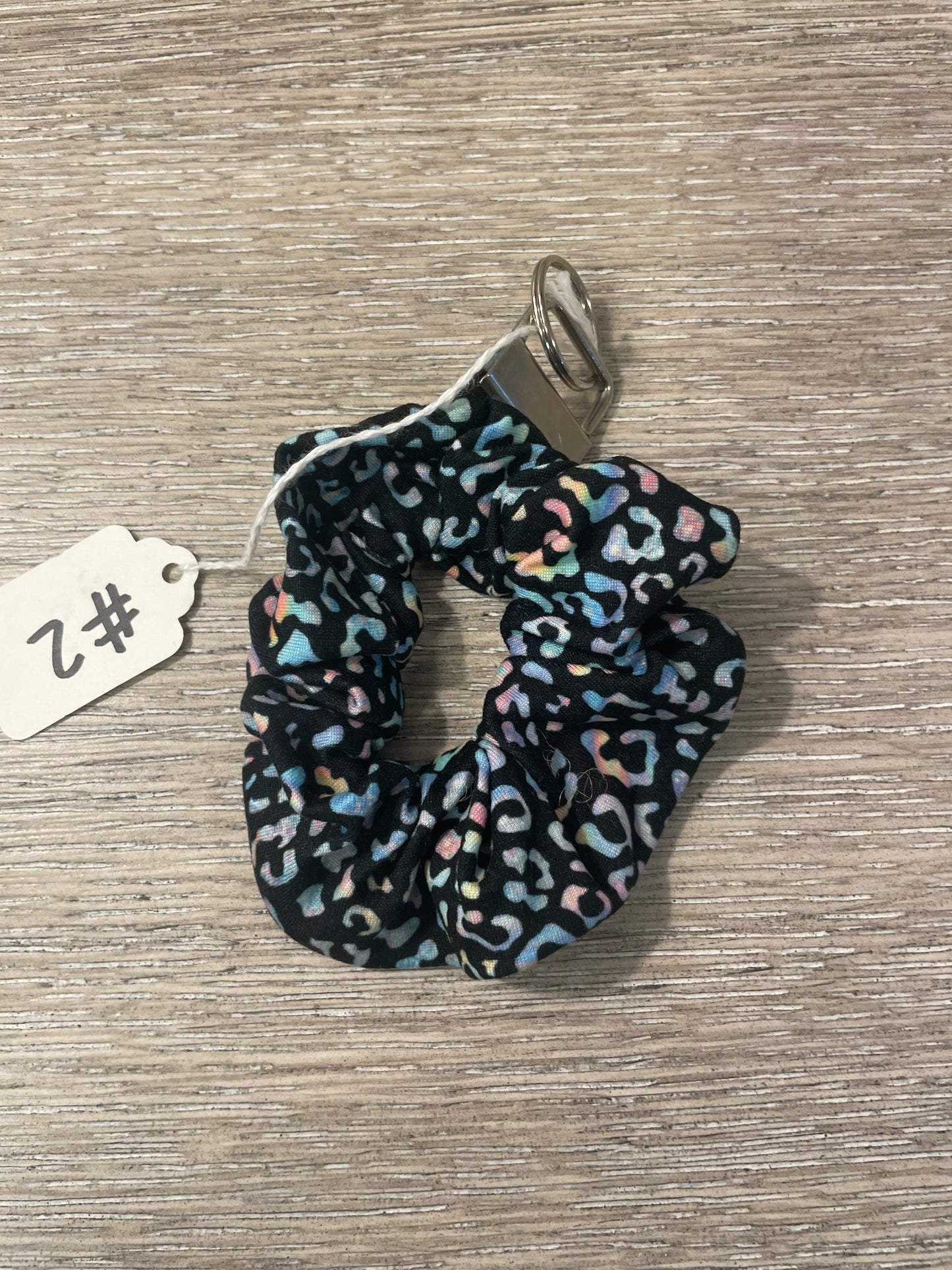 Holographic leopard scrunchie keychains