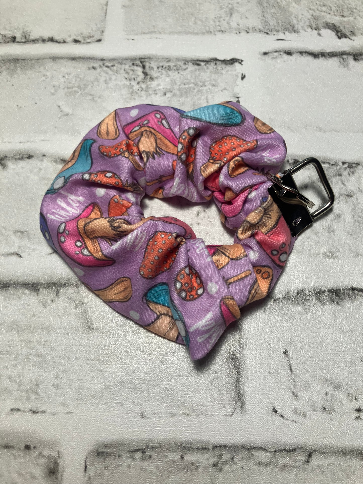 Colorful mushroom scrunchie keychain