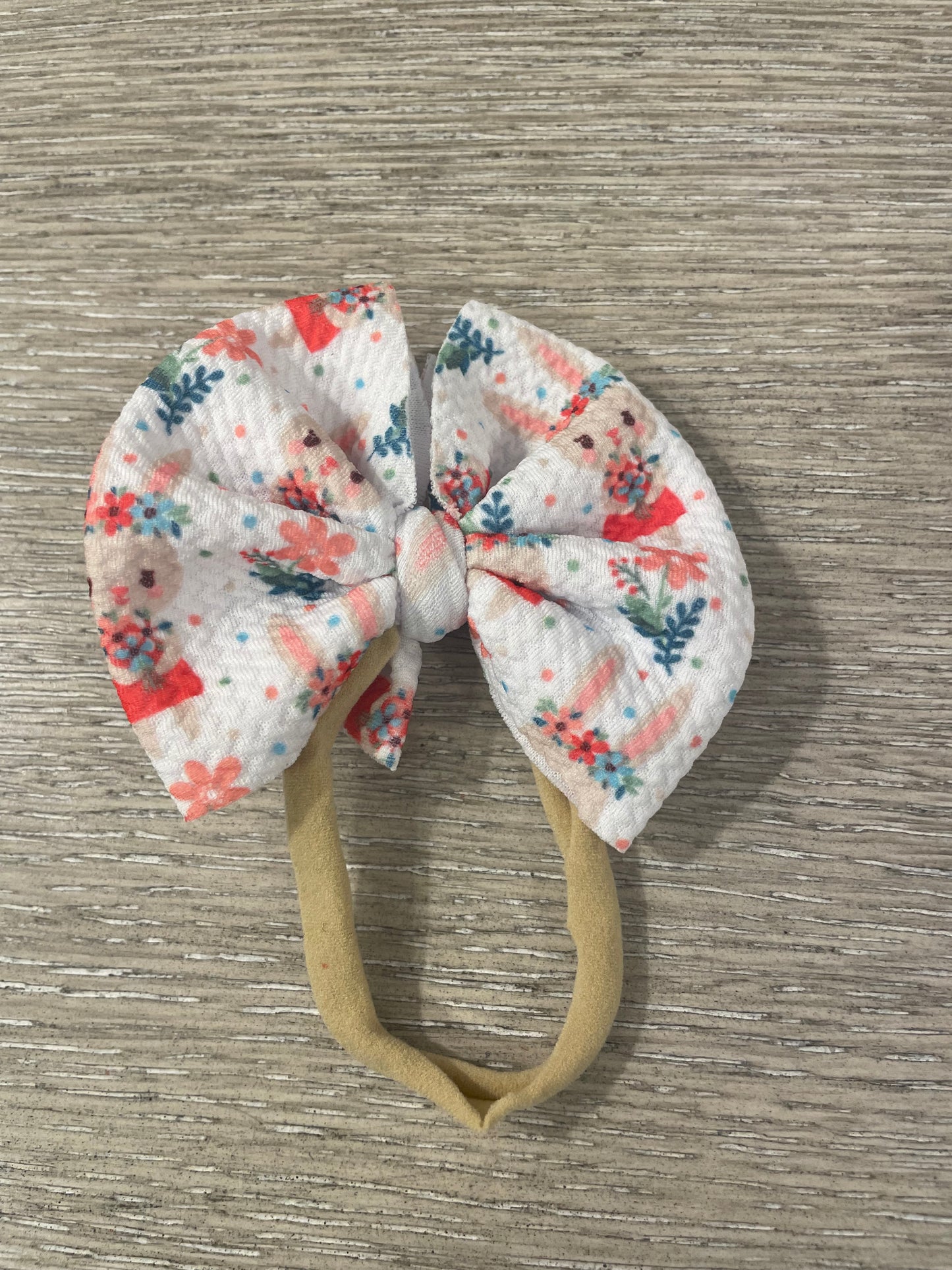 Bunny flowers nylon bow