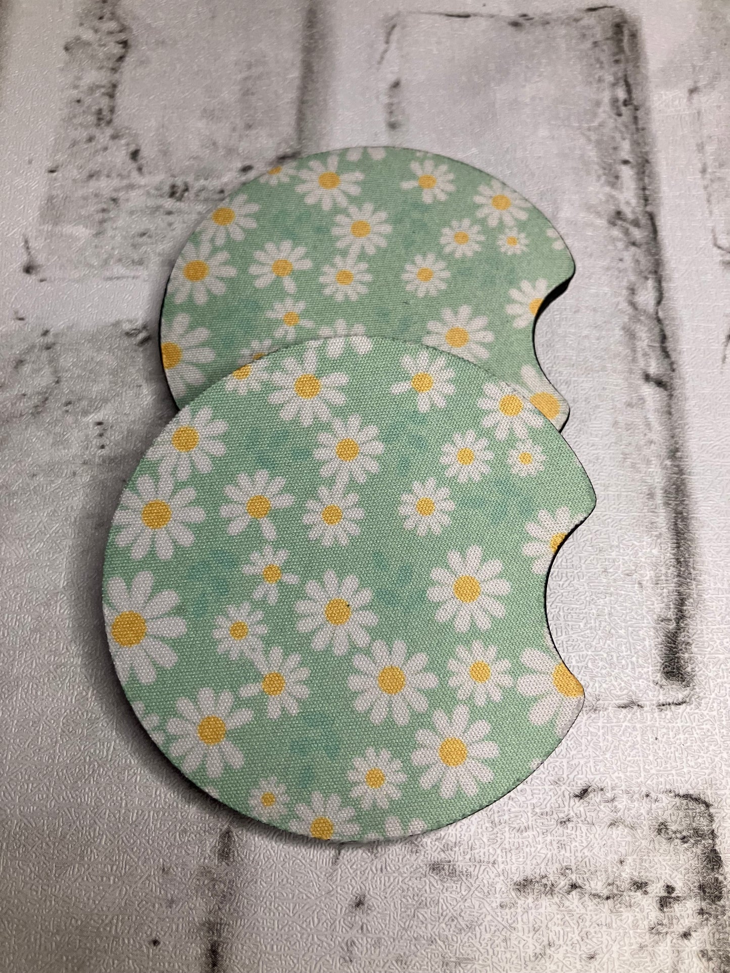 Green daisy car coasters