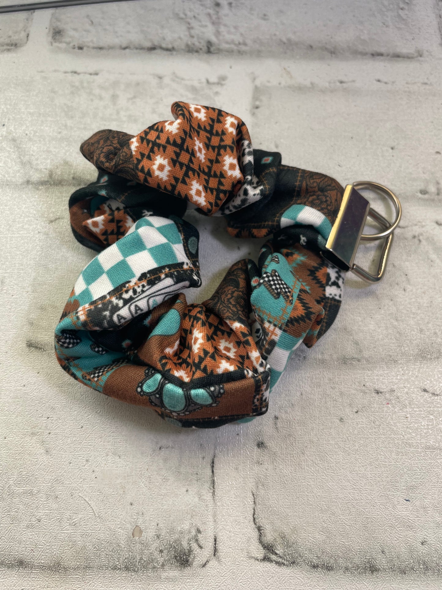 Western 8 ball scrunchie keychain