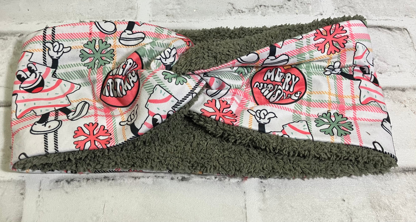 Merry christmas snack cake adult ear warmers