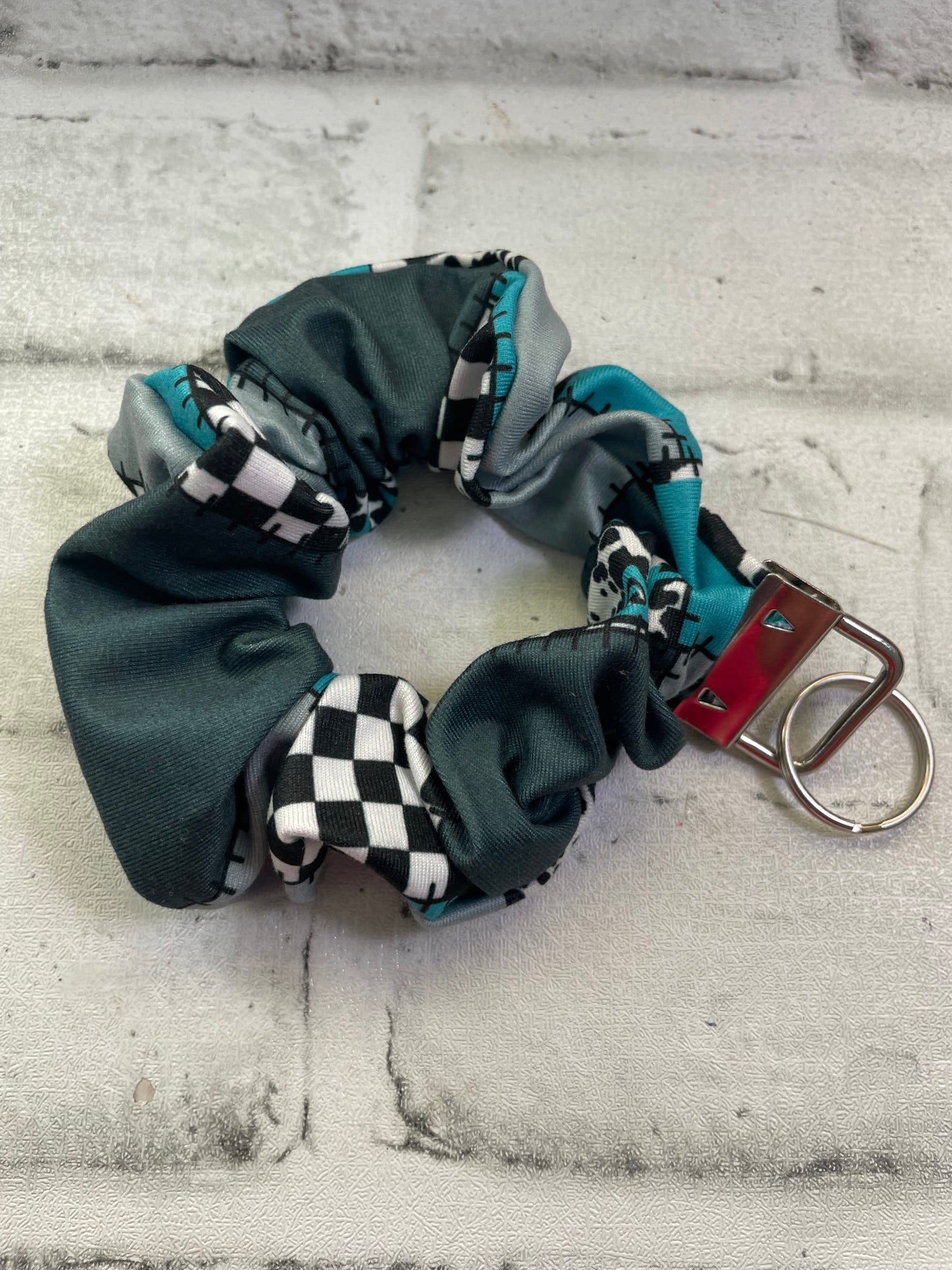 Teal workwear scrunchie keychain
