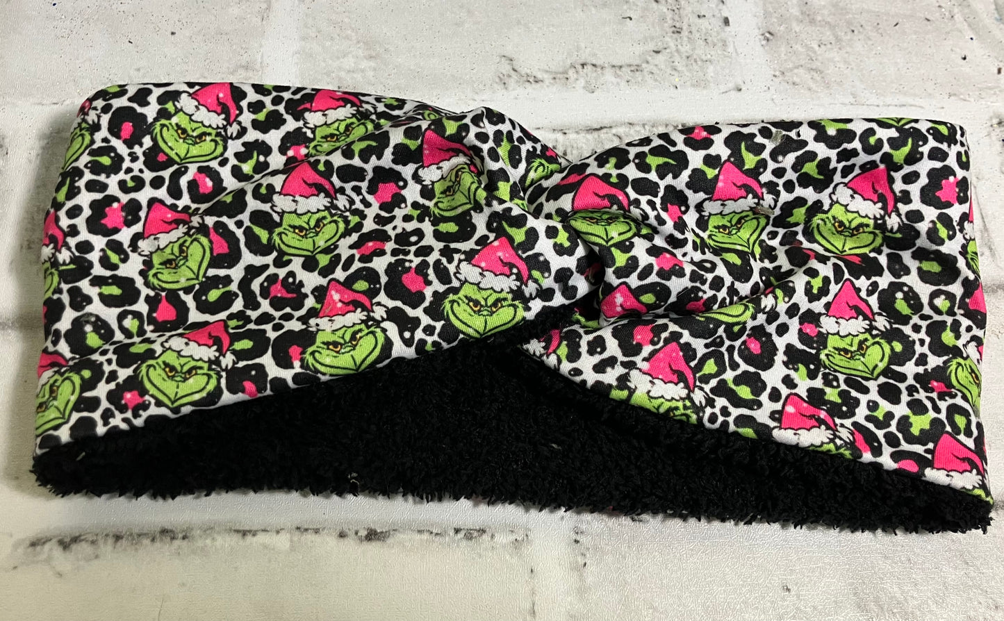 Mean guy pink leopard ear warmer