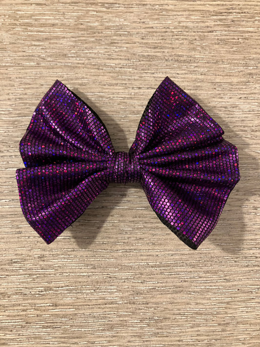 Purple sparkle clip bow