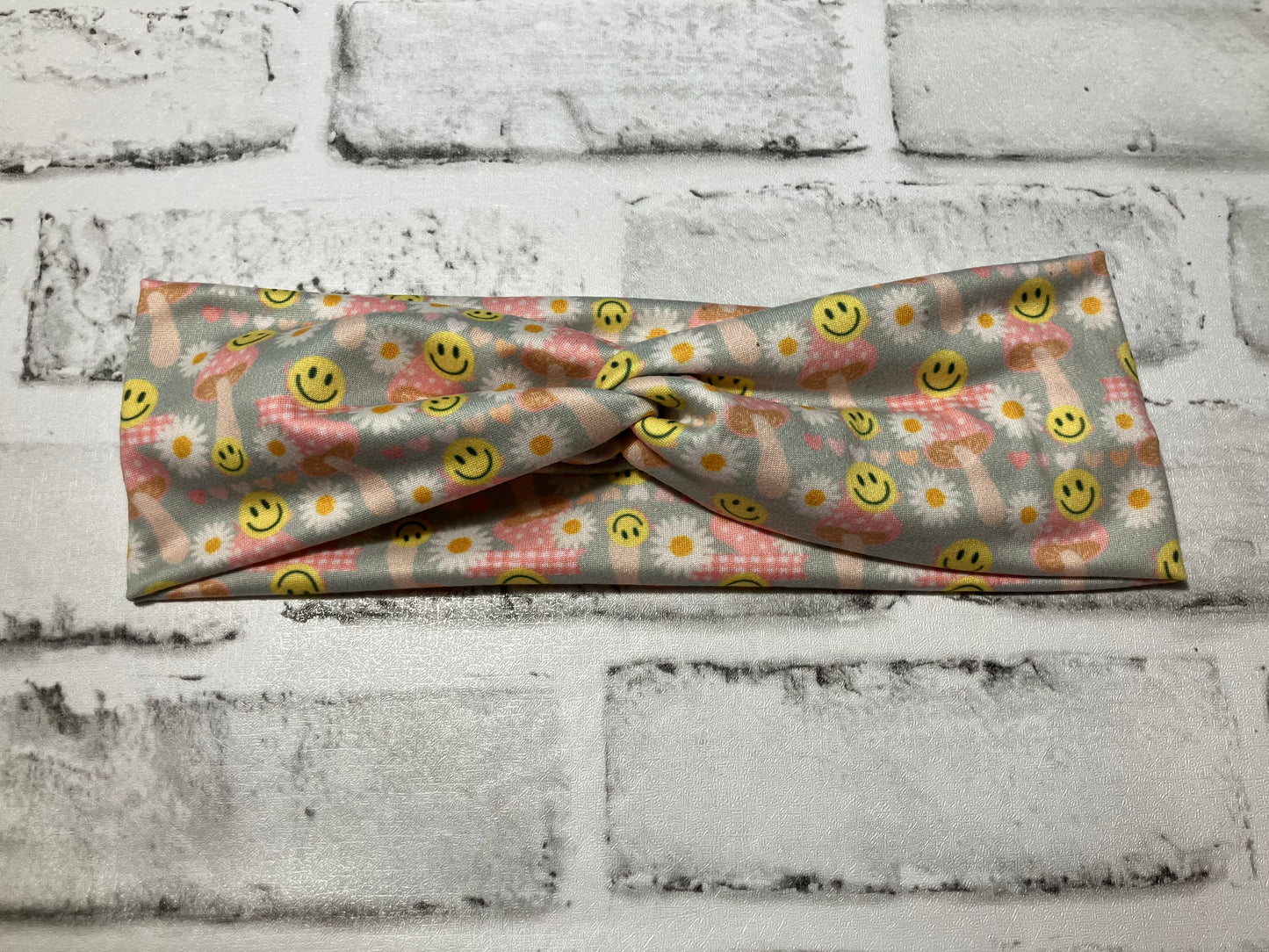 Smiley mushroom child headbands