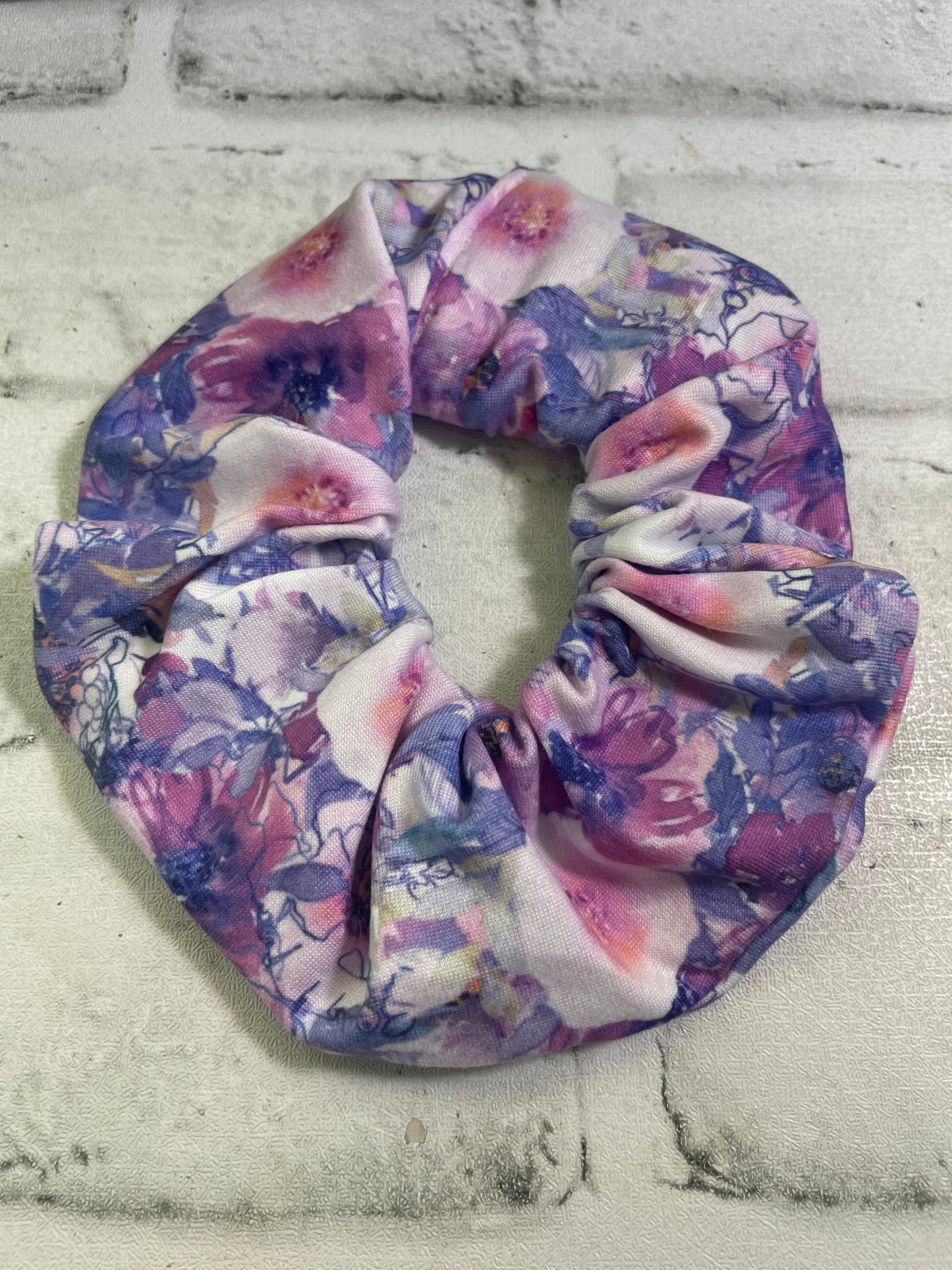 Purple floral scrunchie