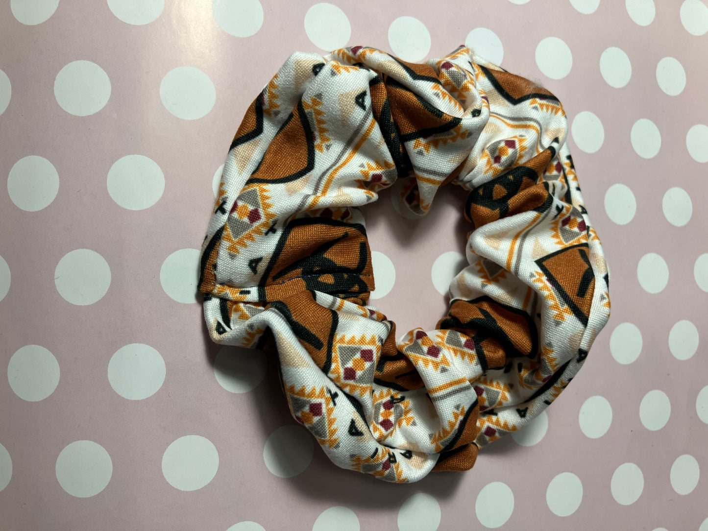 Aztec blue collar scrunchies
