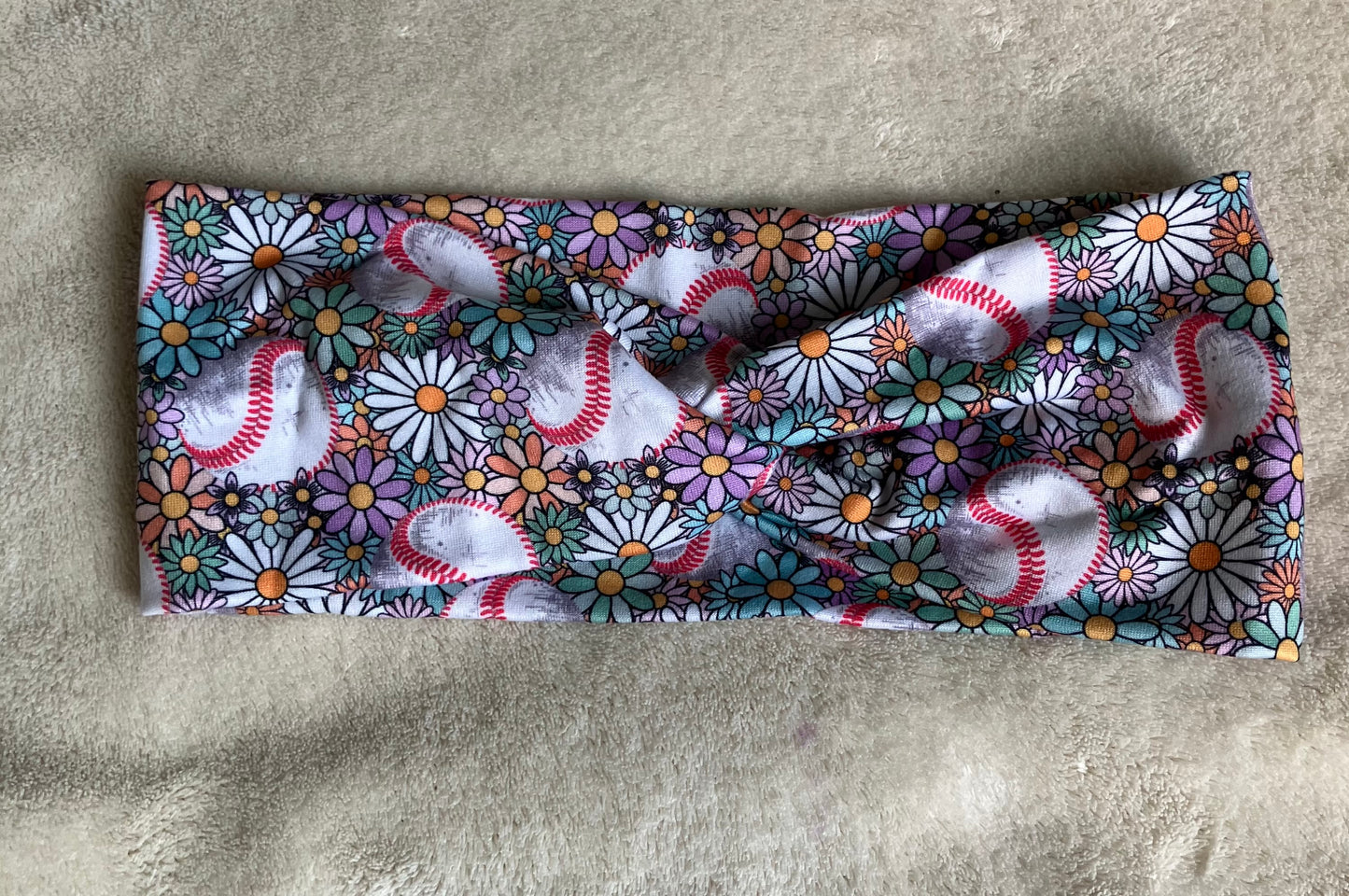 Baseball floral adult headbands