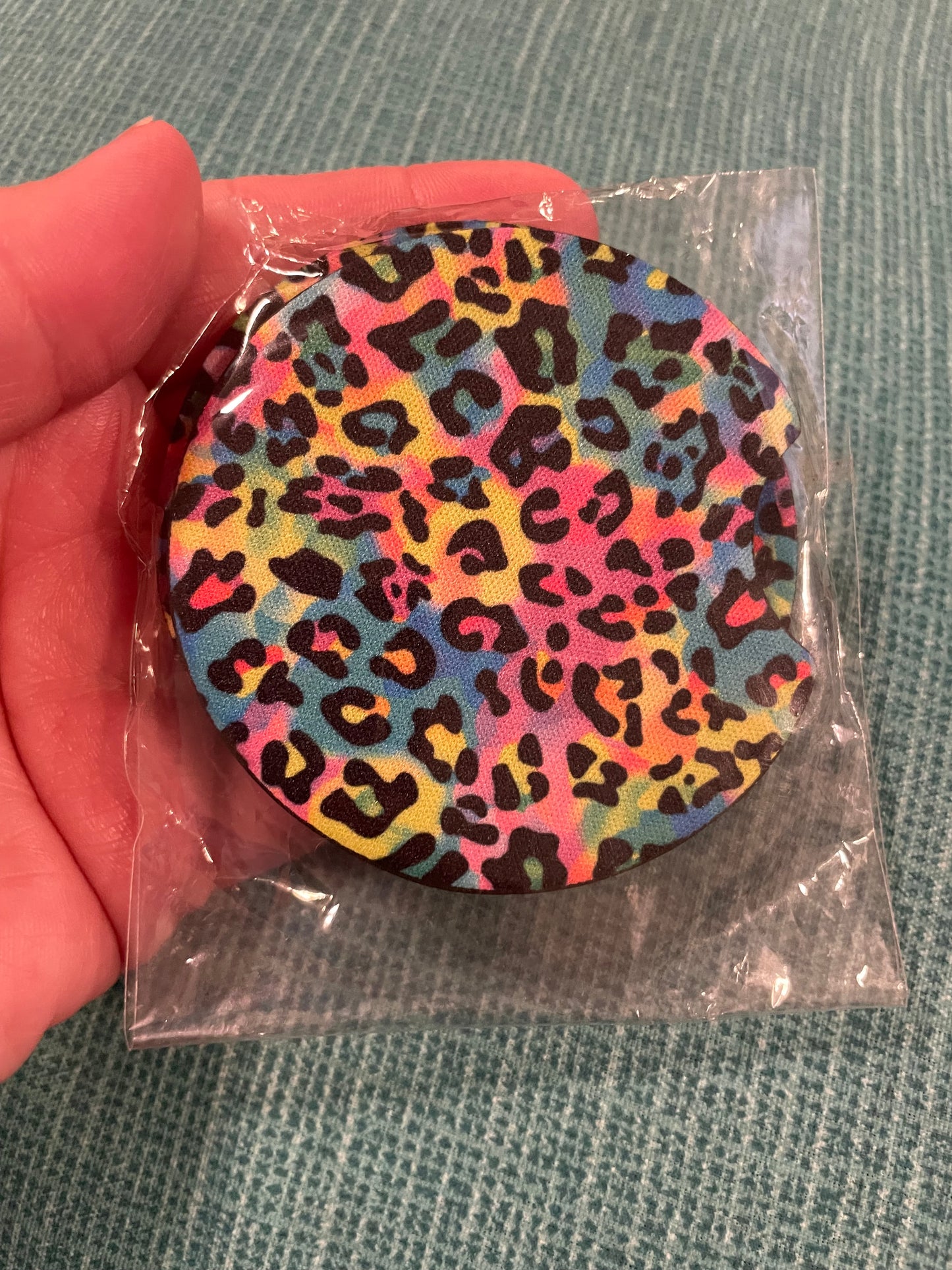 Rainbow cheetah car coasters💜