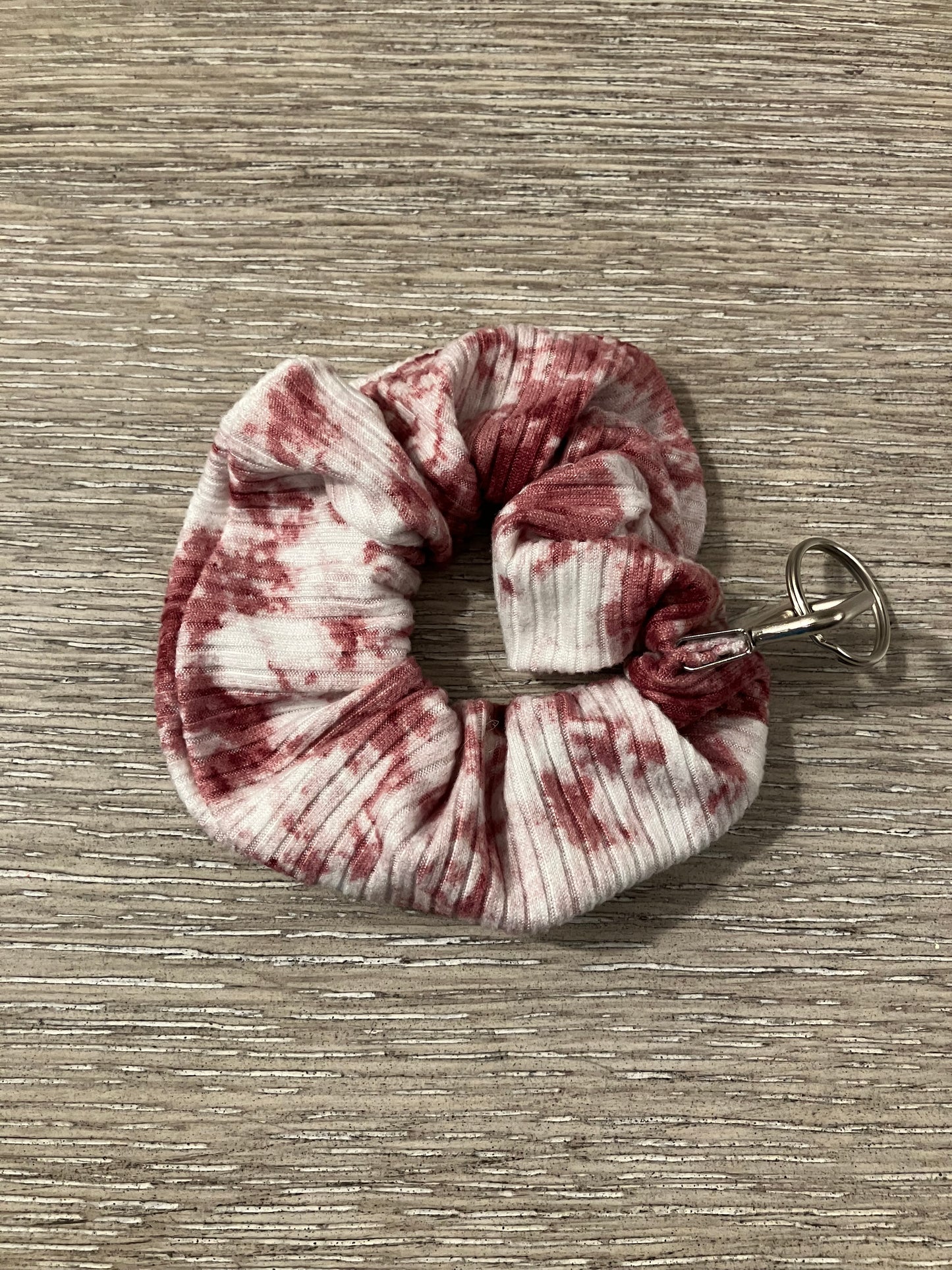 Burgundy tie dye scrunchie keychains