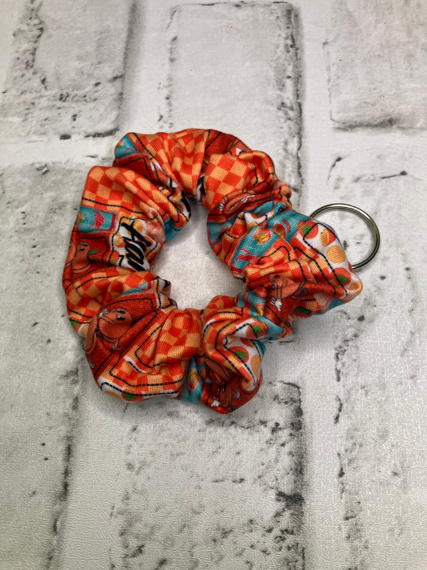 Peach alani scrunchie keychain