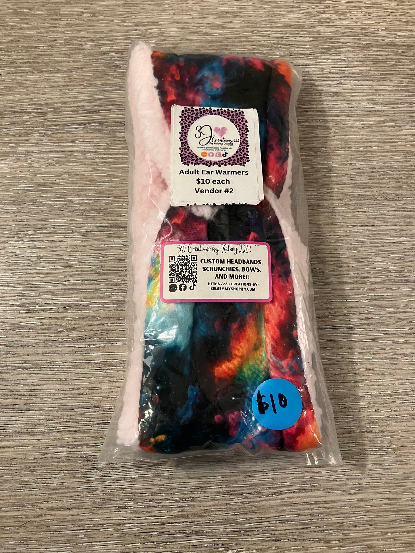 Rainbow smoke pink Sherpa adult ear warmers