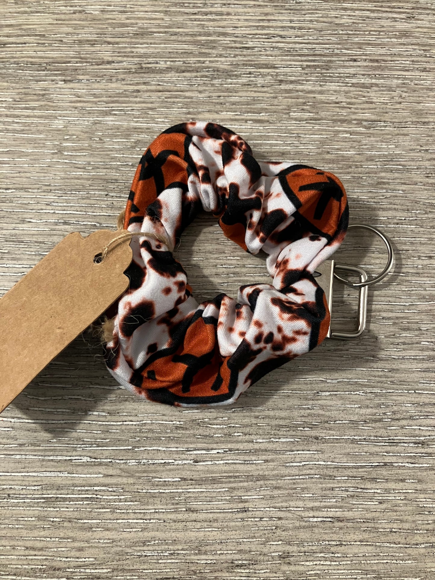 Blue collar cow scrunchie keychains