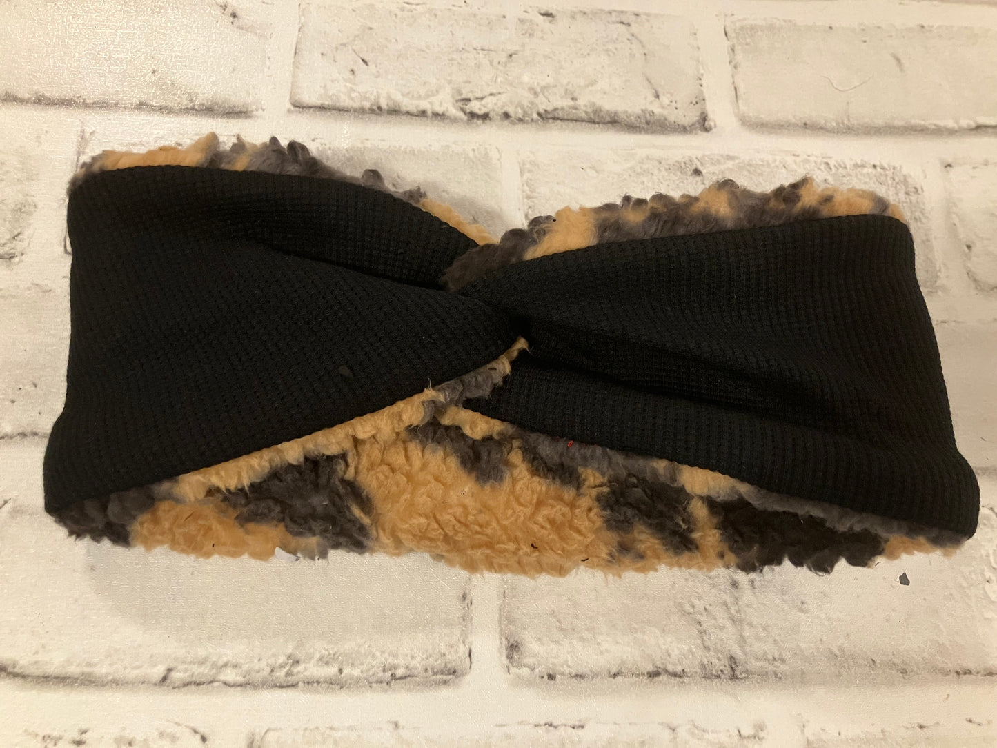 Black with brown cow twist child ear warmer