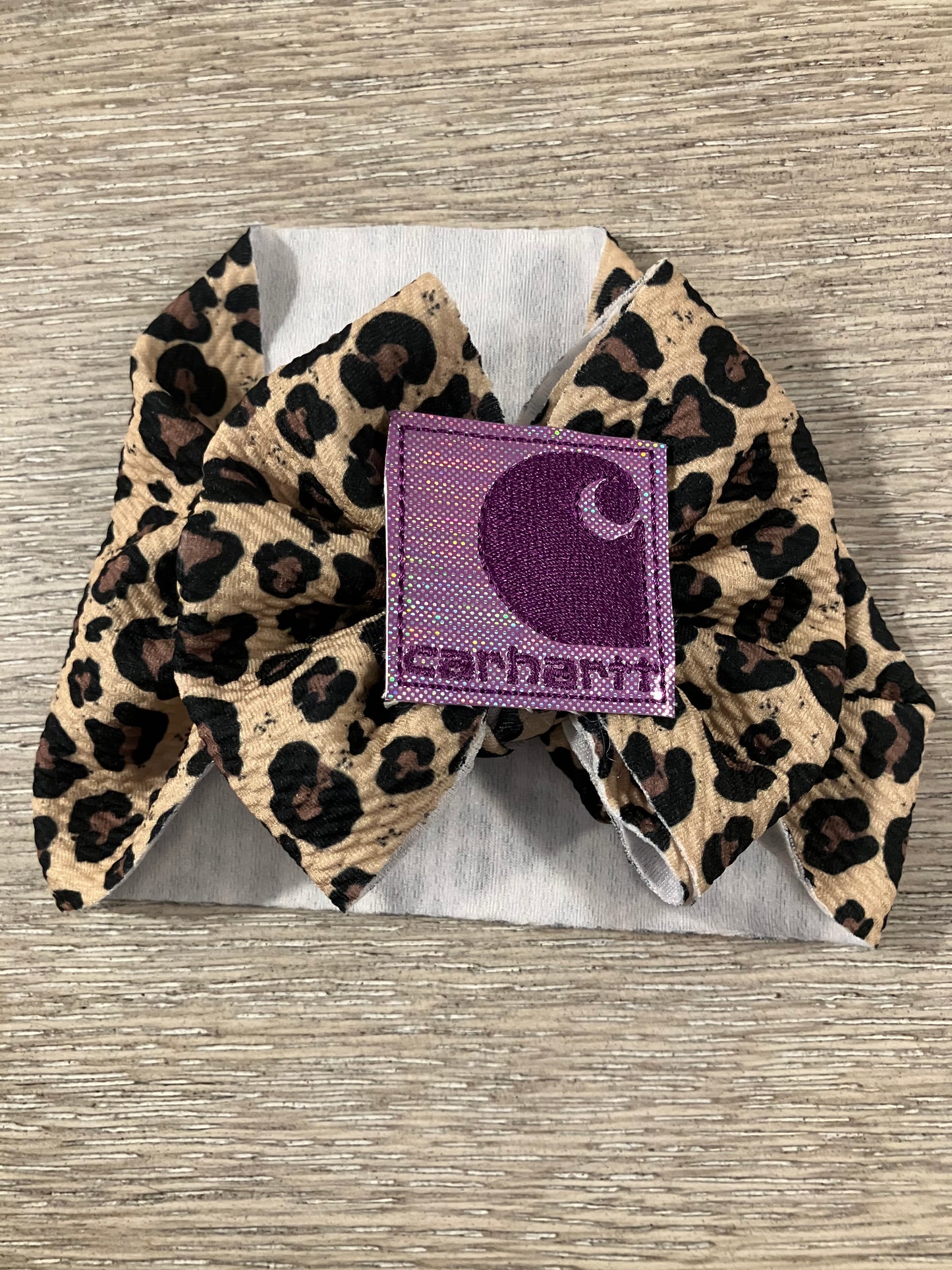 Leopard workwear purple newborn bow wrap
