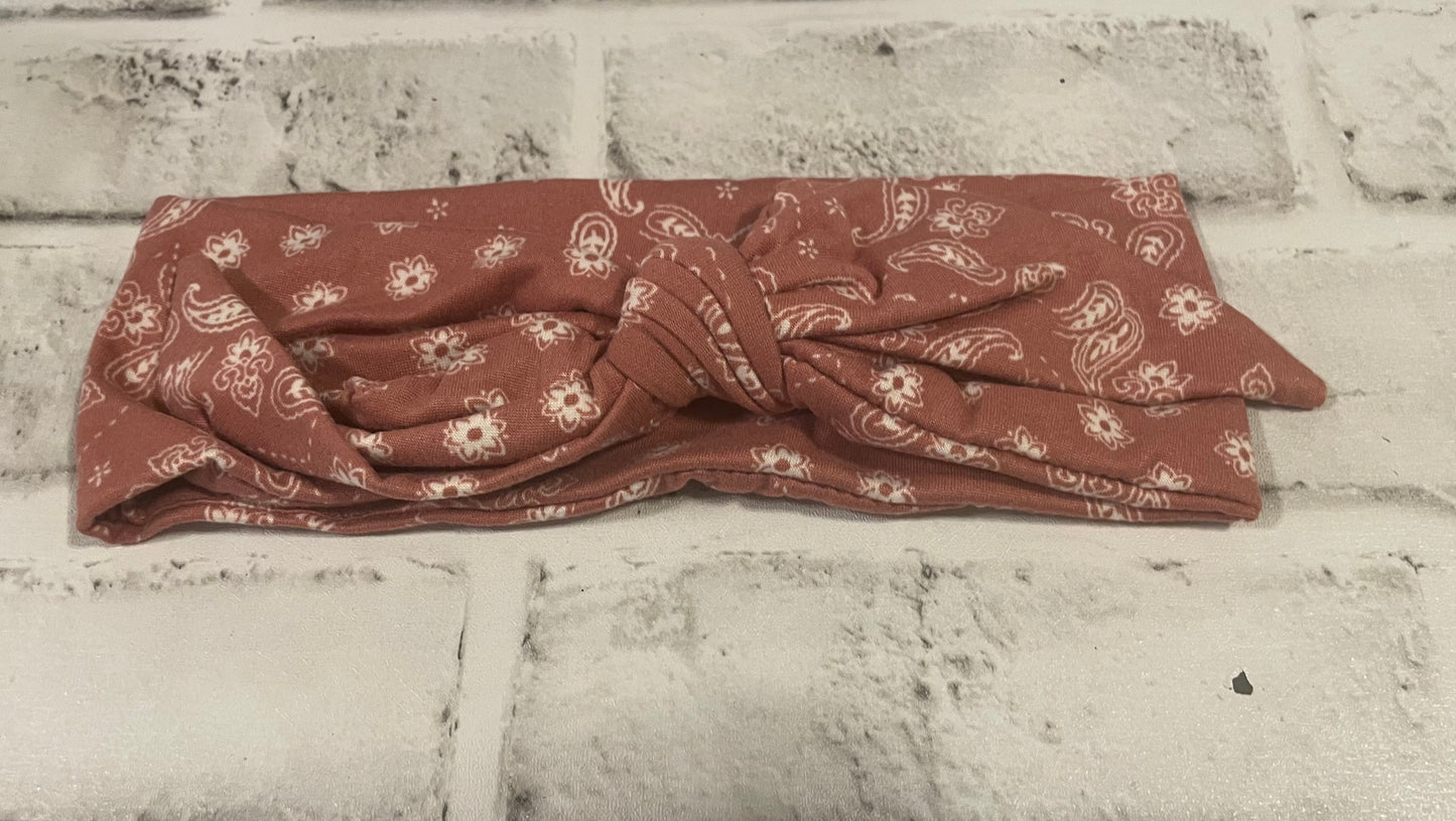 Mauve bandana adult tie headbands