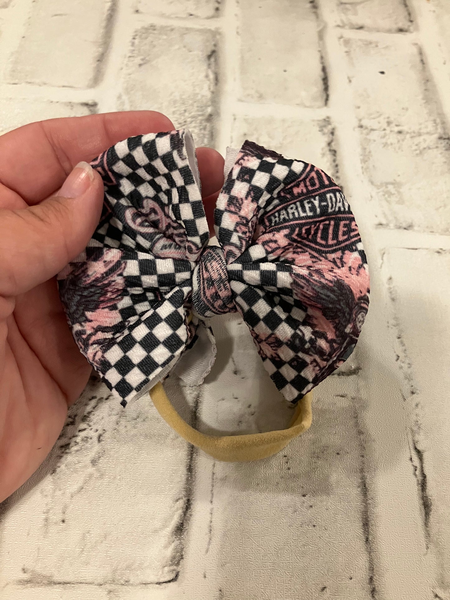 Motorcycle checkered nylon bow
