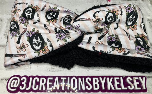 Ghostface floral child ear warmers🪩