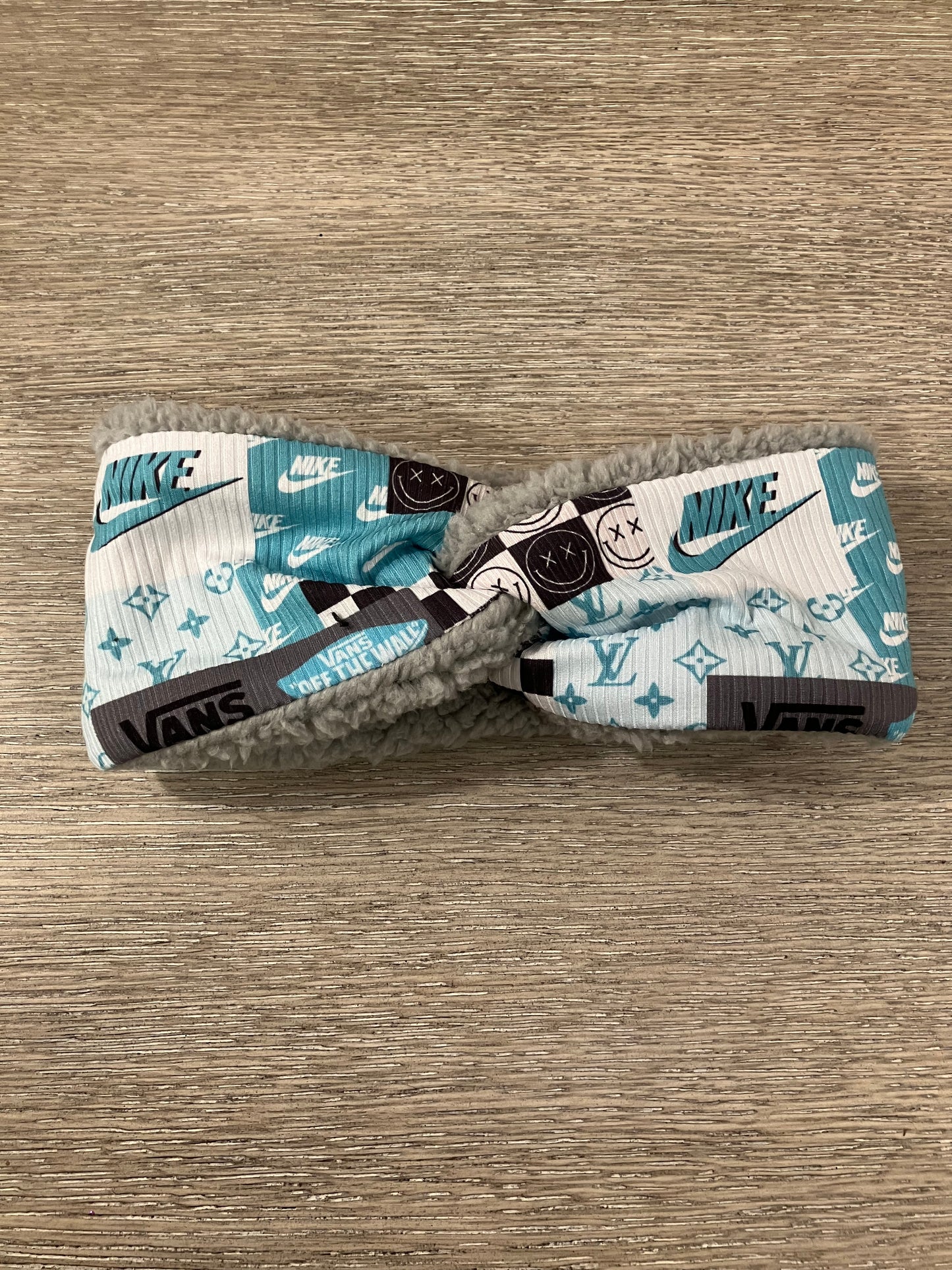 Shoes checkered gray child ear warmers