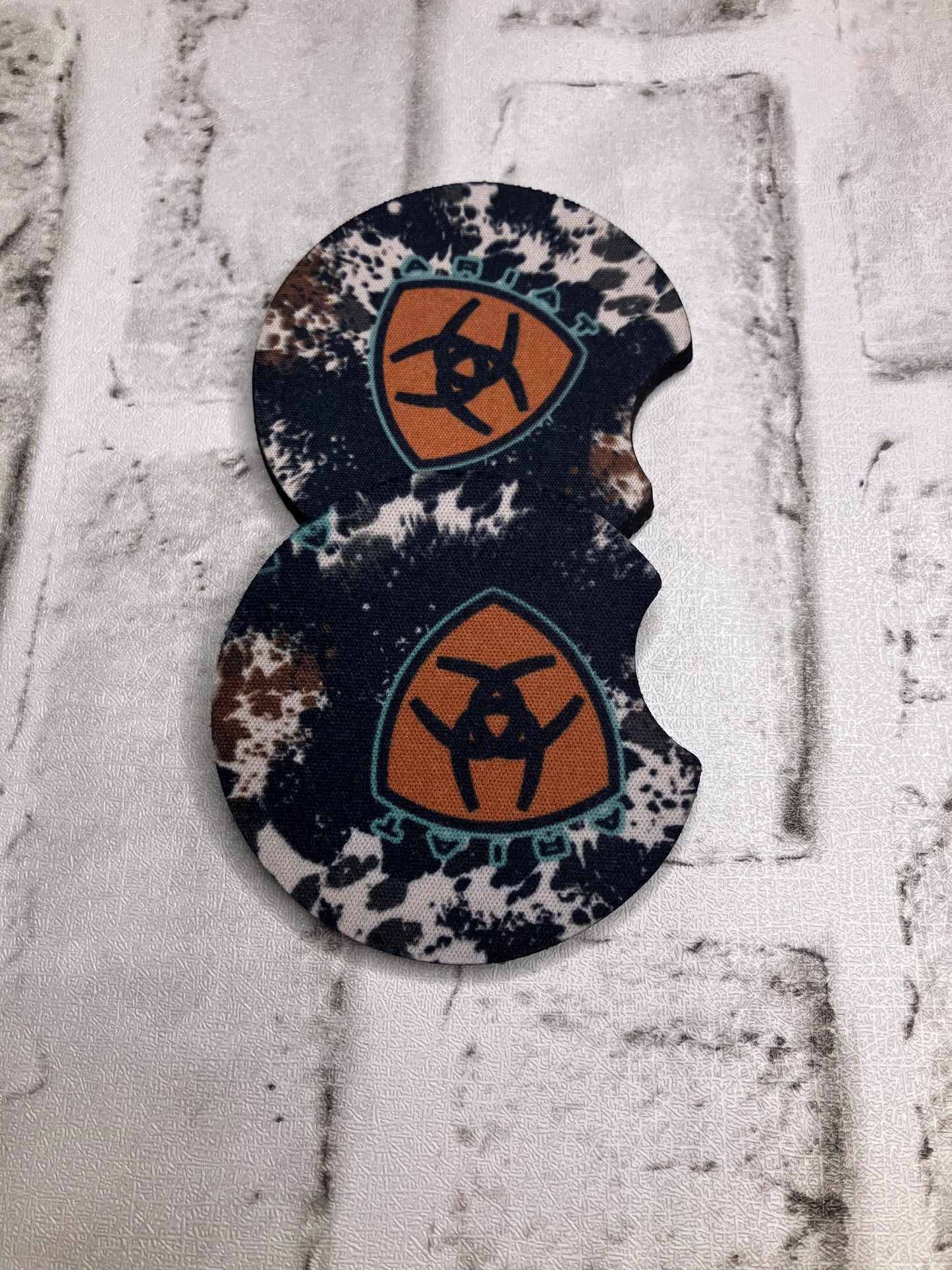 Cow blue collar car coasters