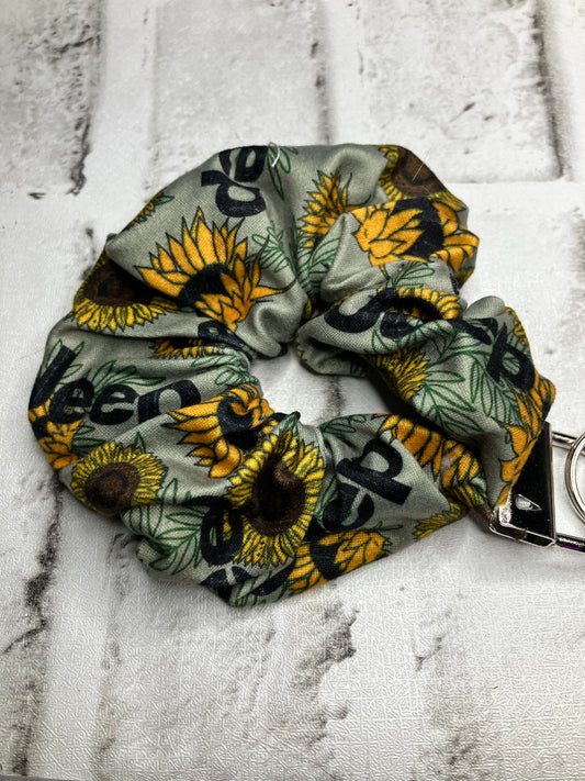 Gray sunflower off-road scrunchie keychains