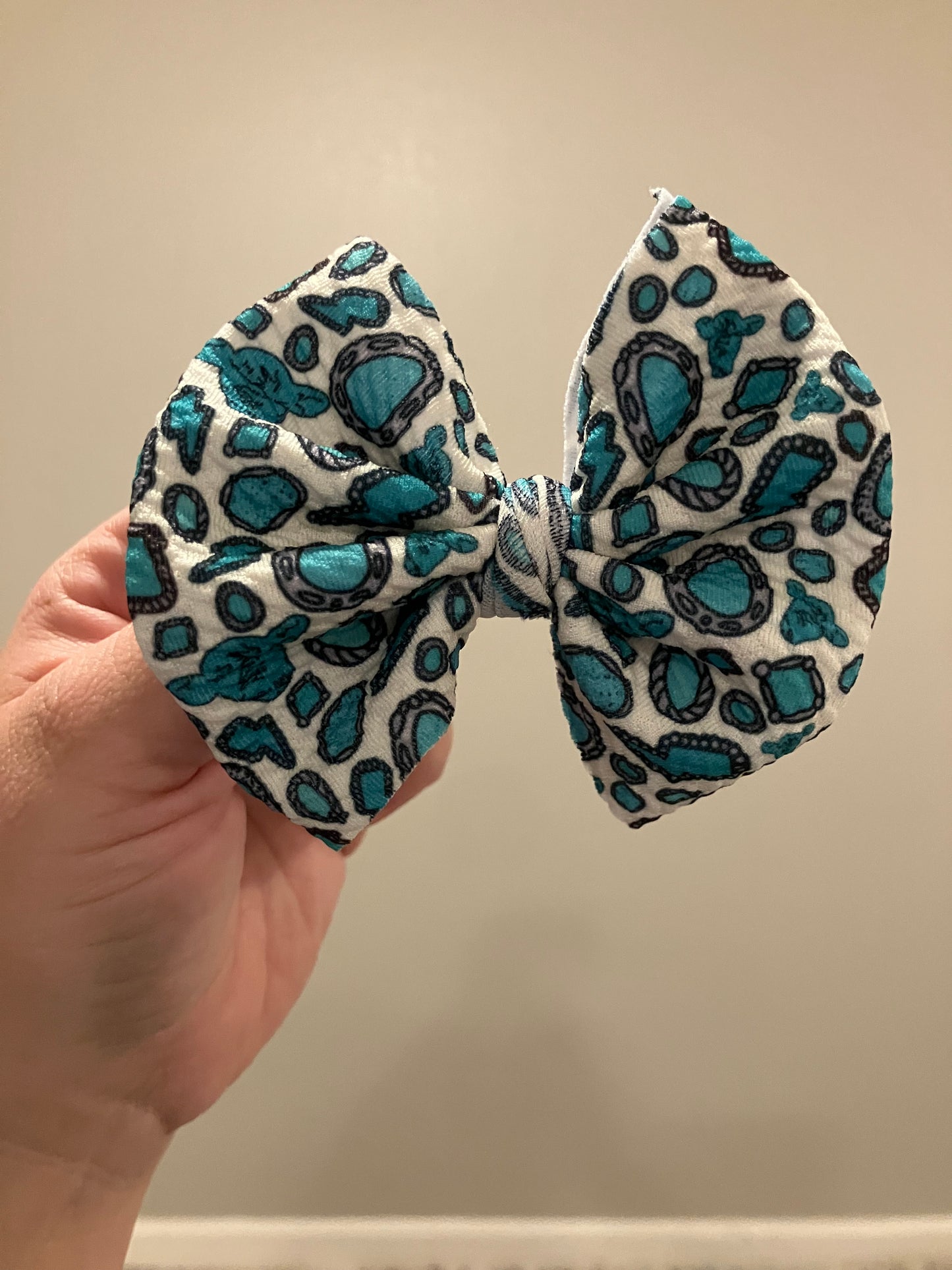 Cow turquoise clip bows