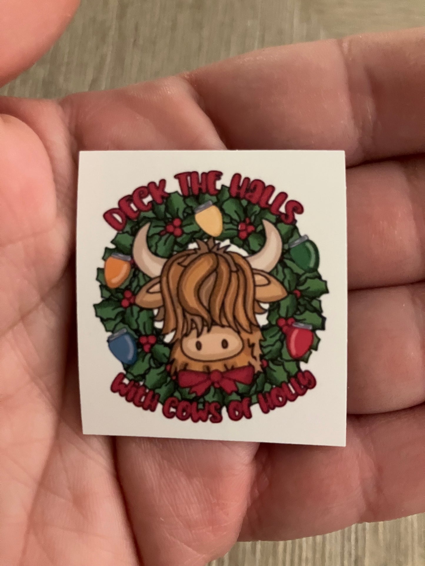 Deck the halls with cows if holly stickers
