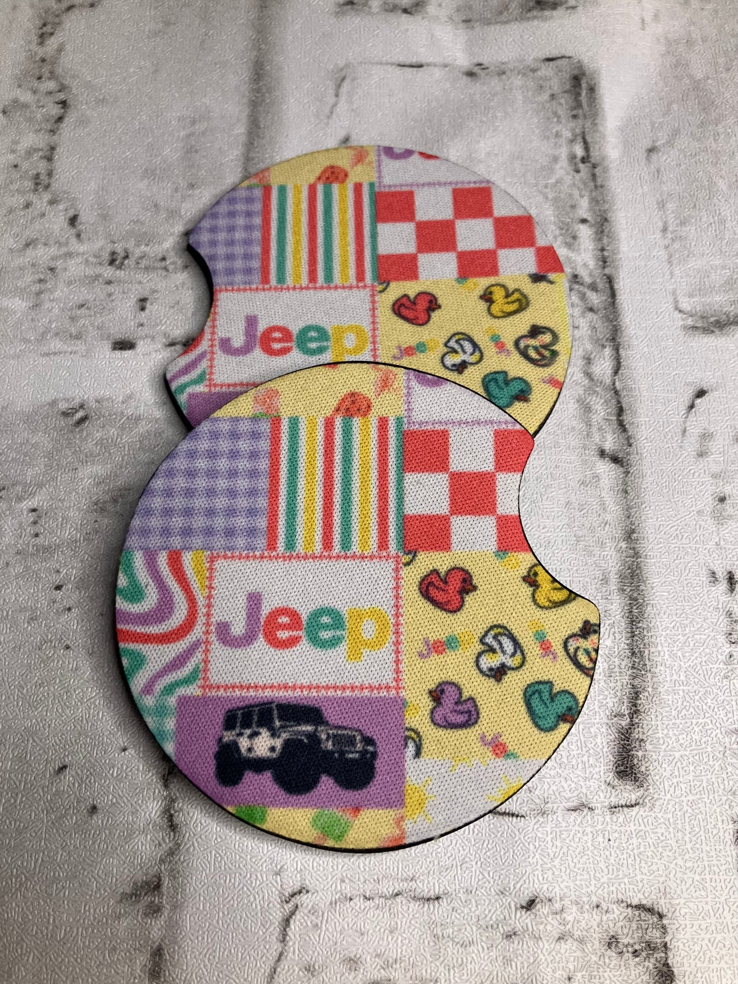 Patchwork offroad car coasters