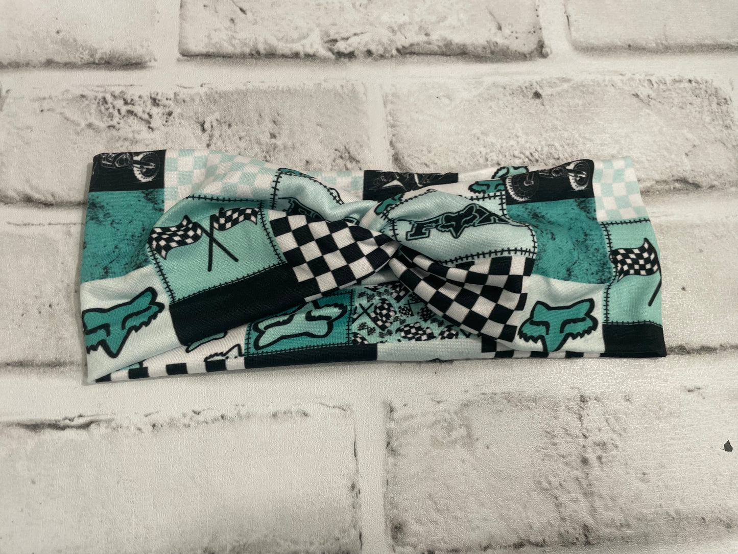 Teal racing patchwork adult