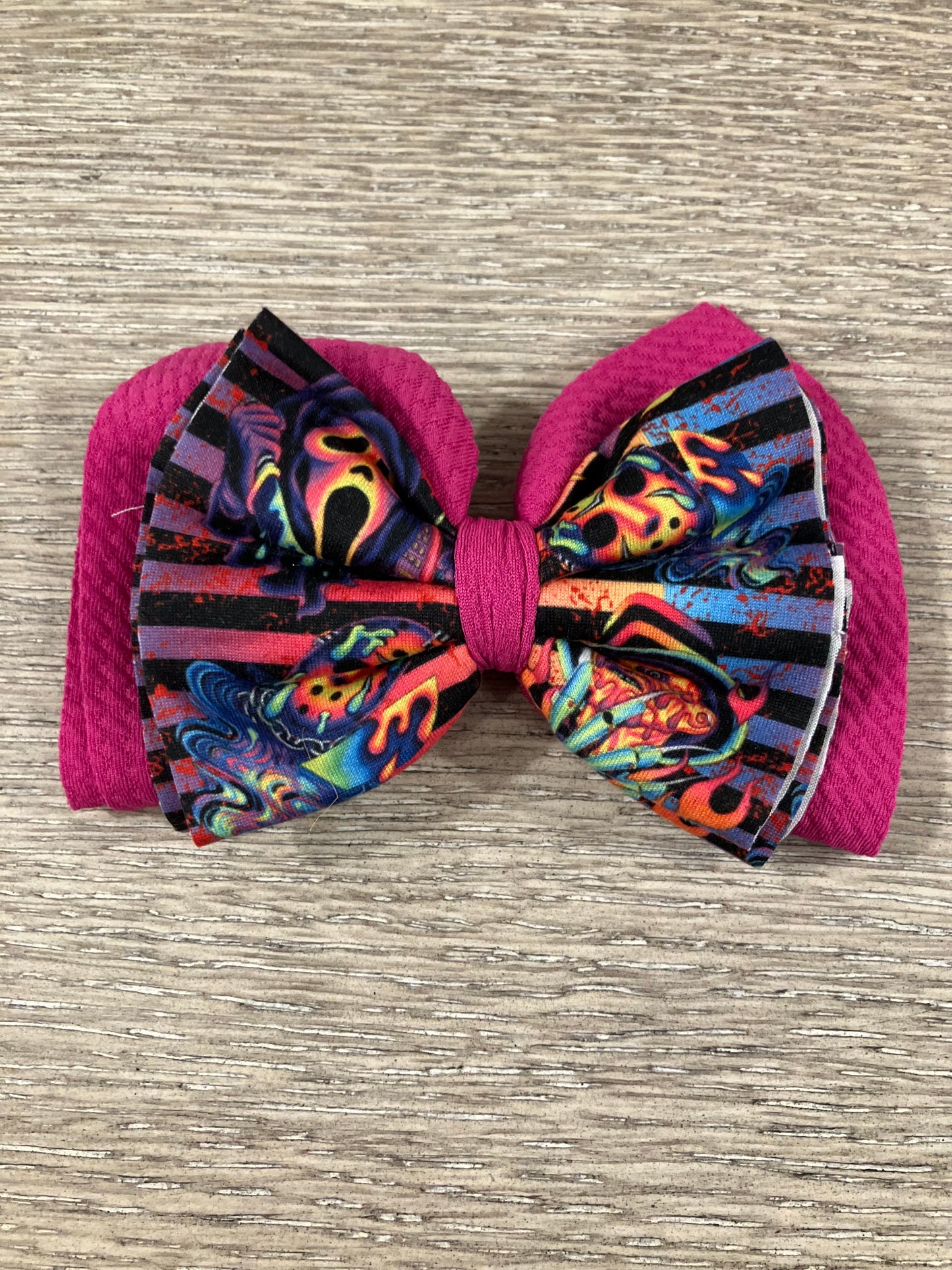 Horror guys pink clip bow