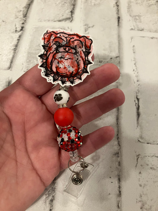 Bulldogs with beads badge reel