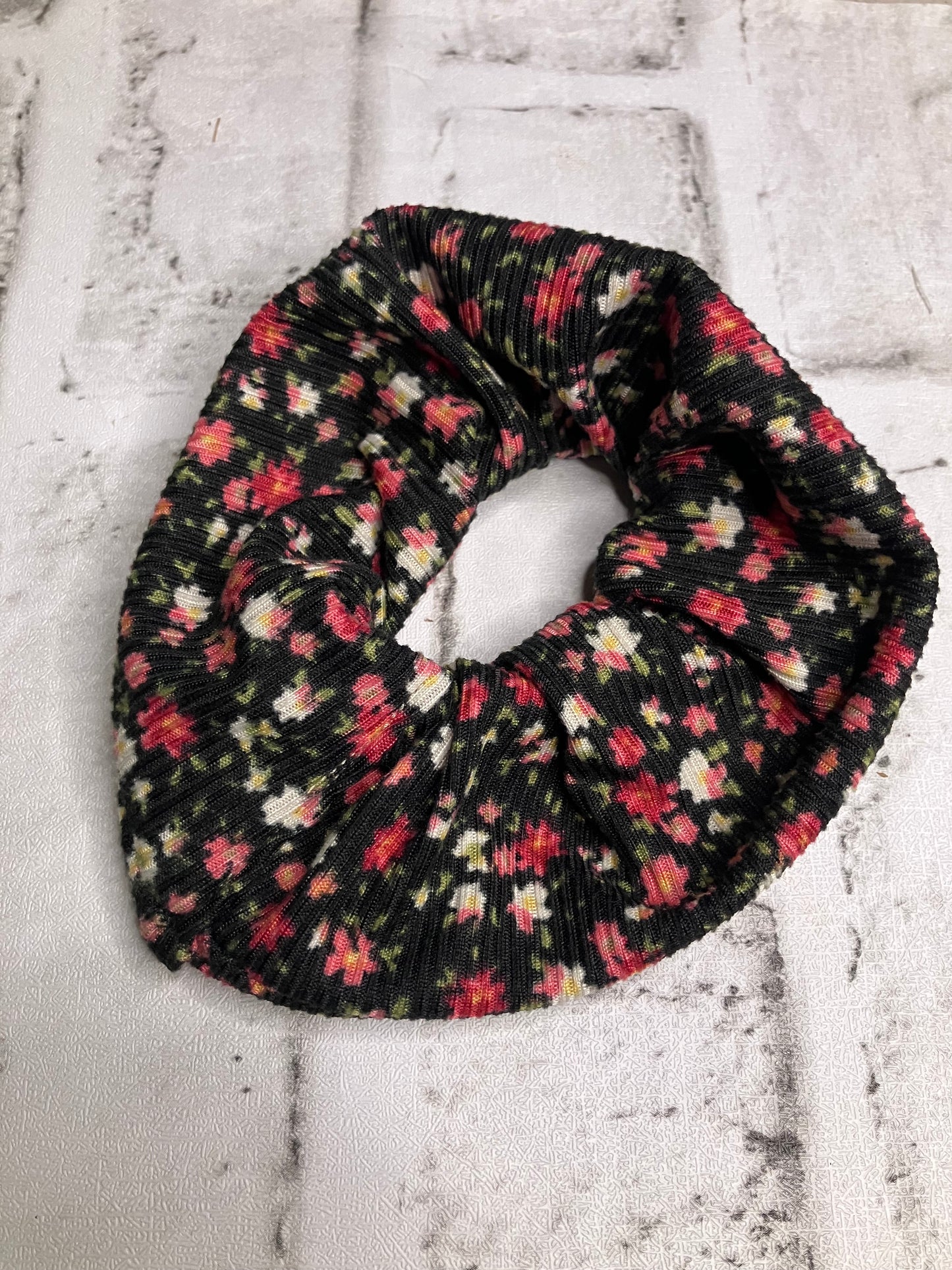 Black floral scrunchies