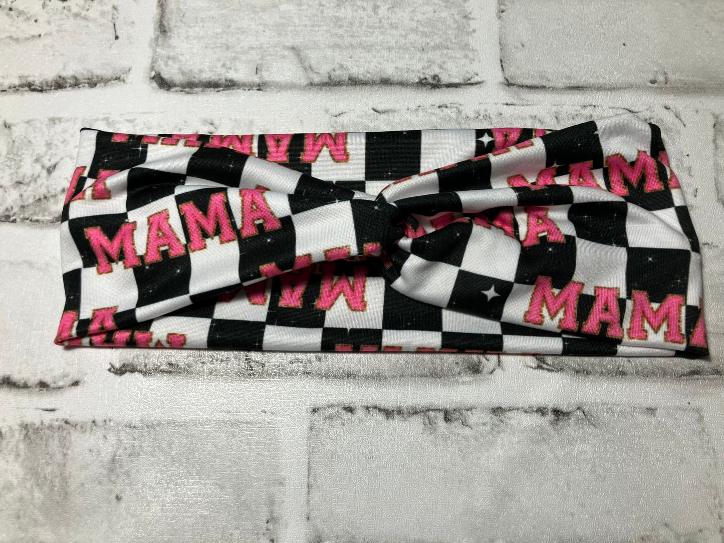Mama checkered adult headbands🪩