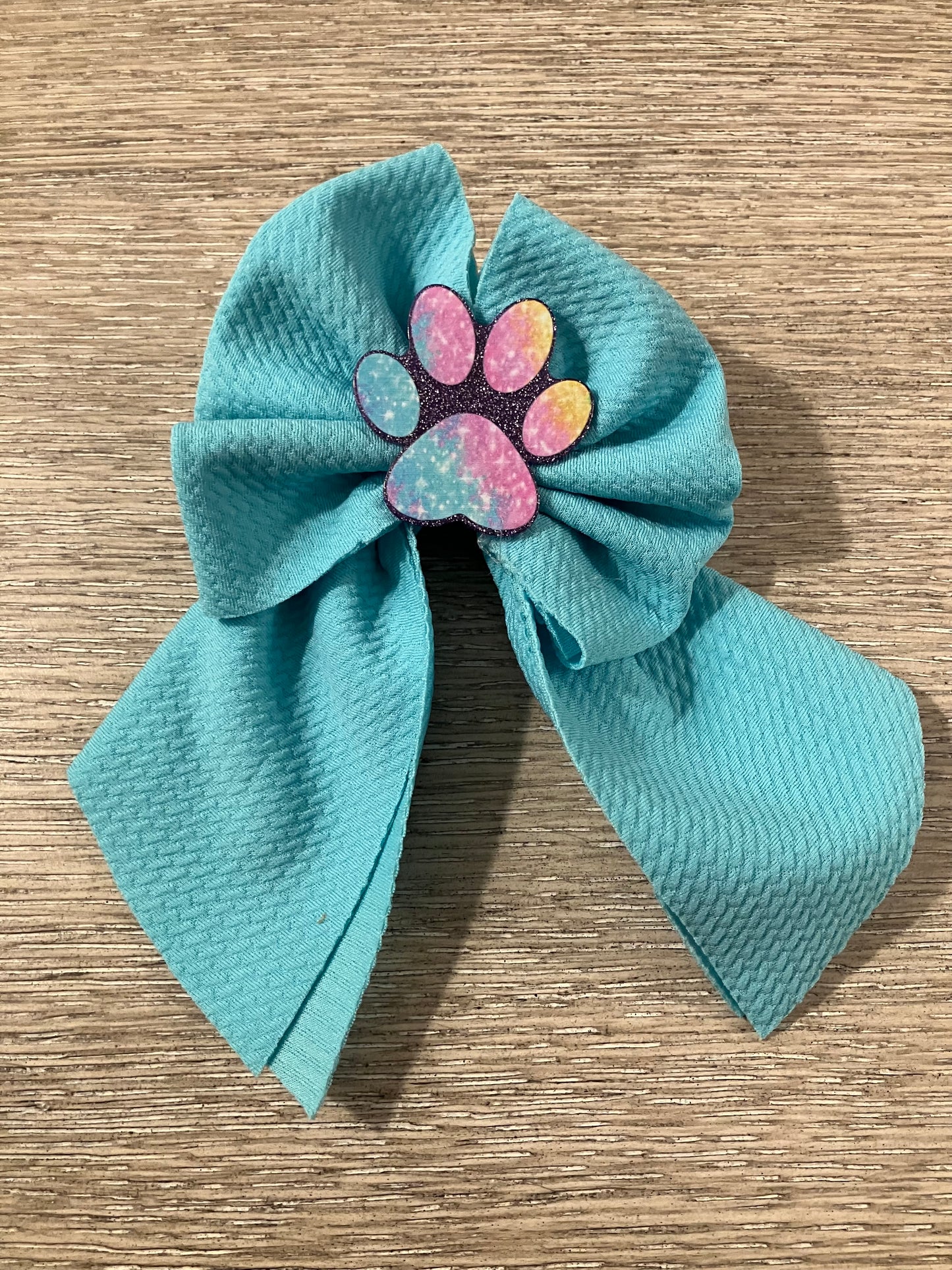 Blue with paw print sailor bow
