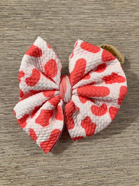 Pink cow nylon bow