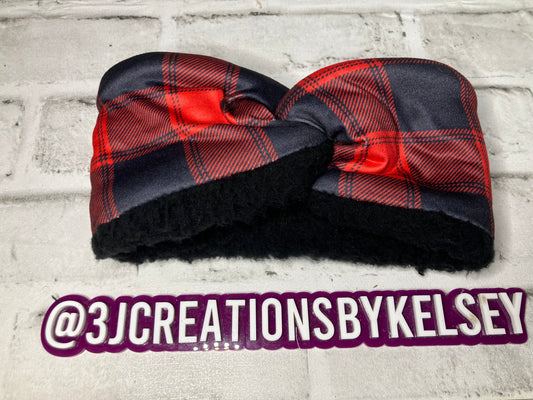 Buffalo plaid child ear warmers🪩