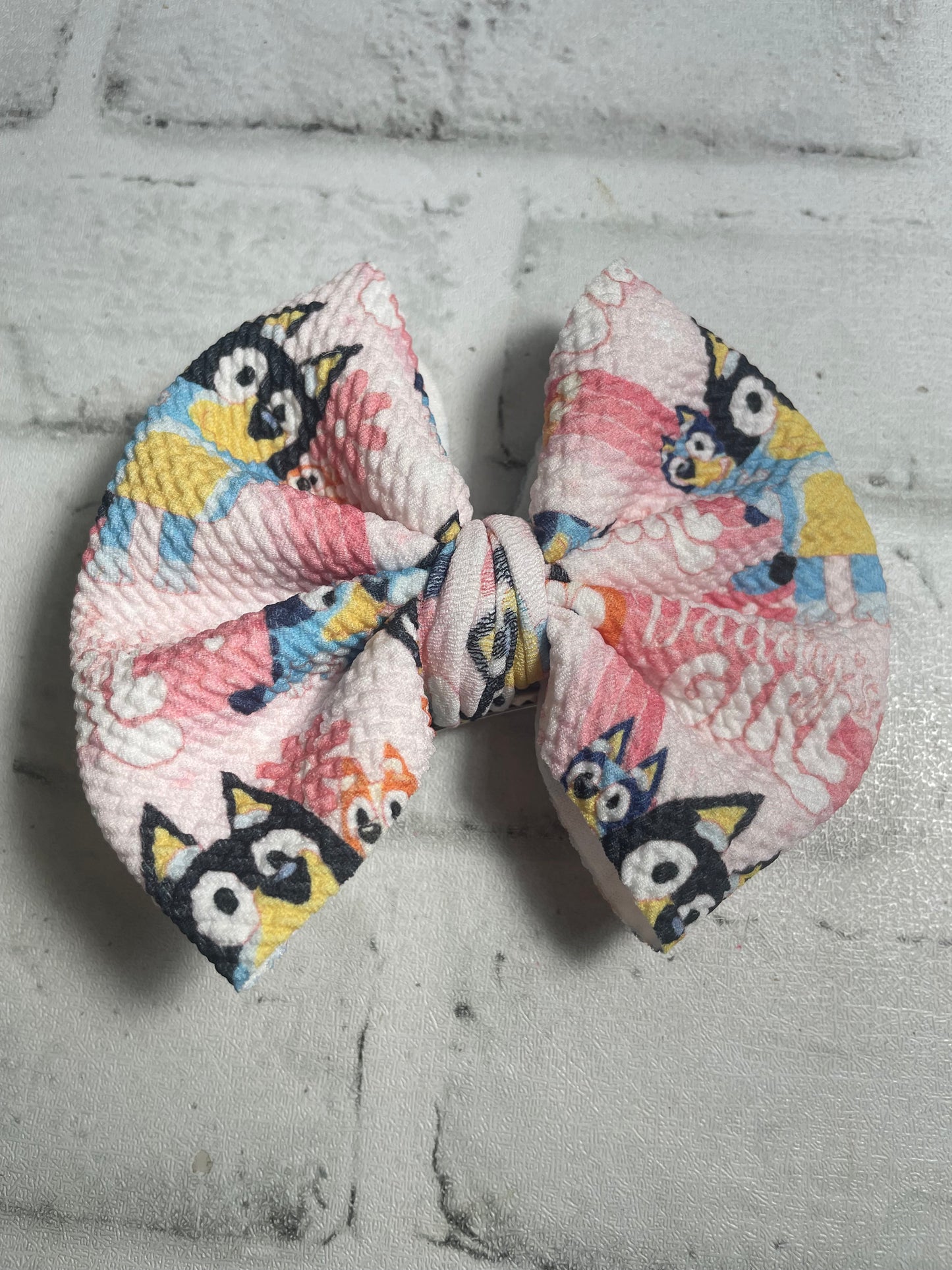 Daddy girl blue dog nylon bow
