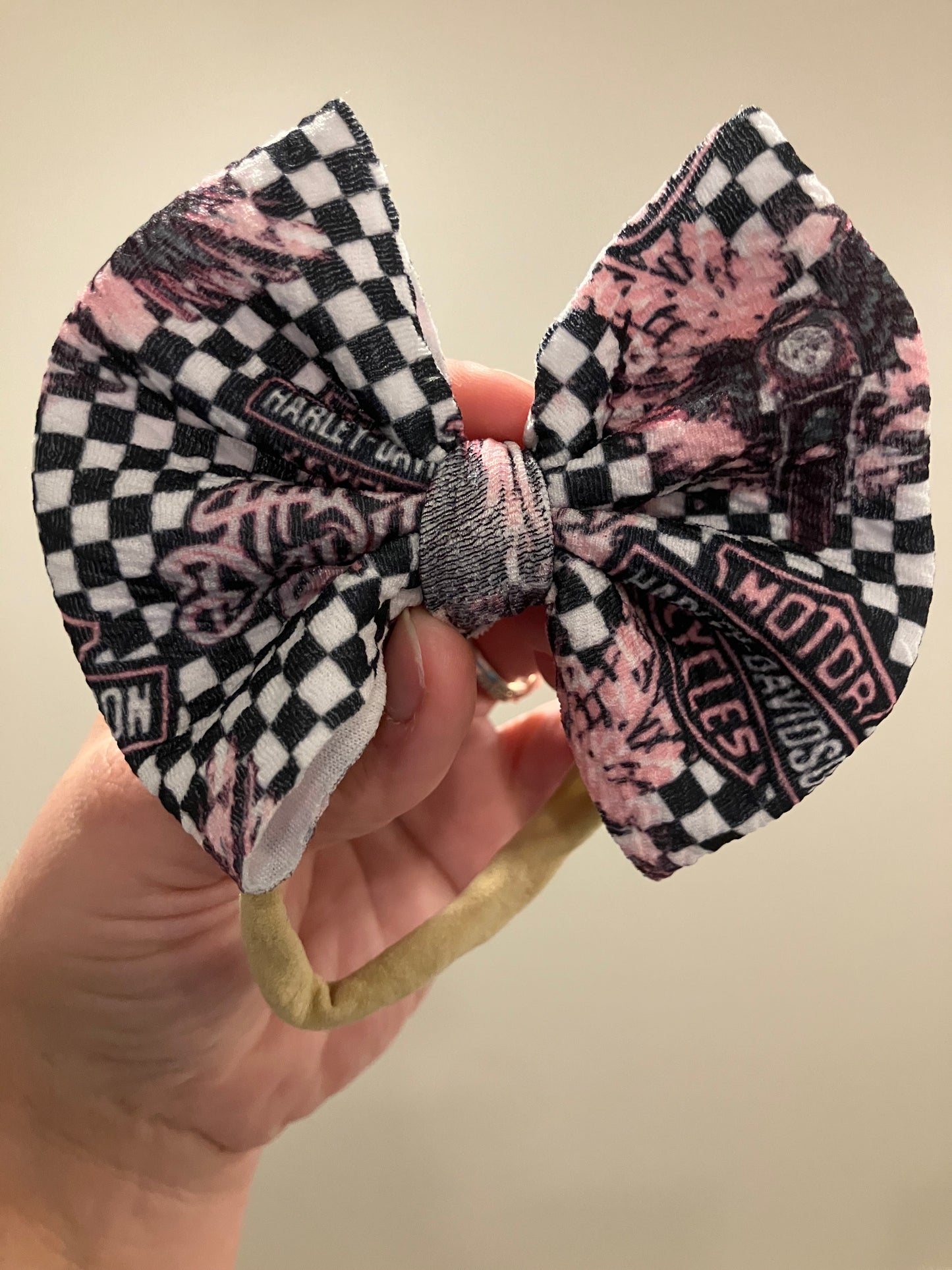 Pink motorcycle nylon bows