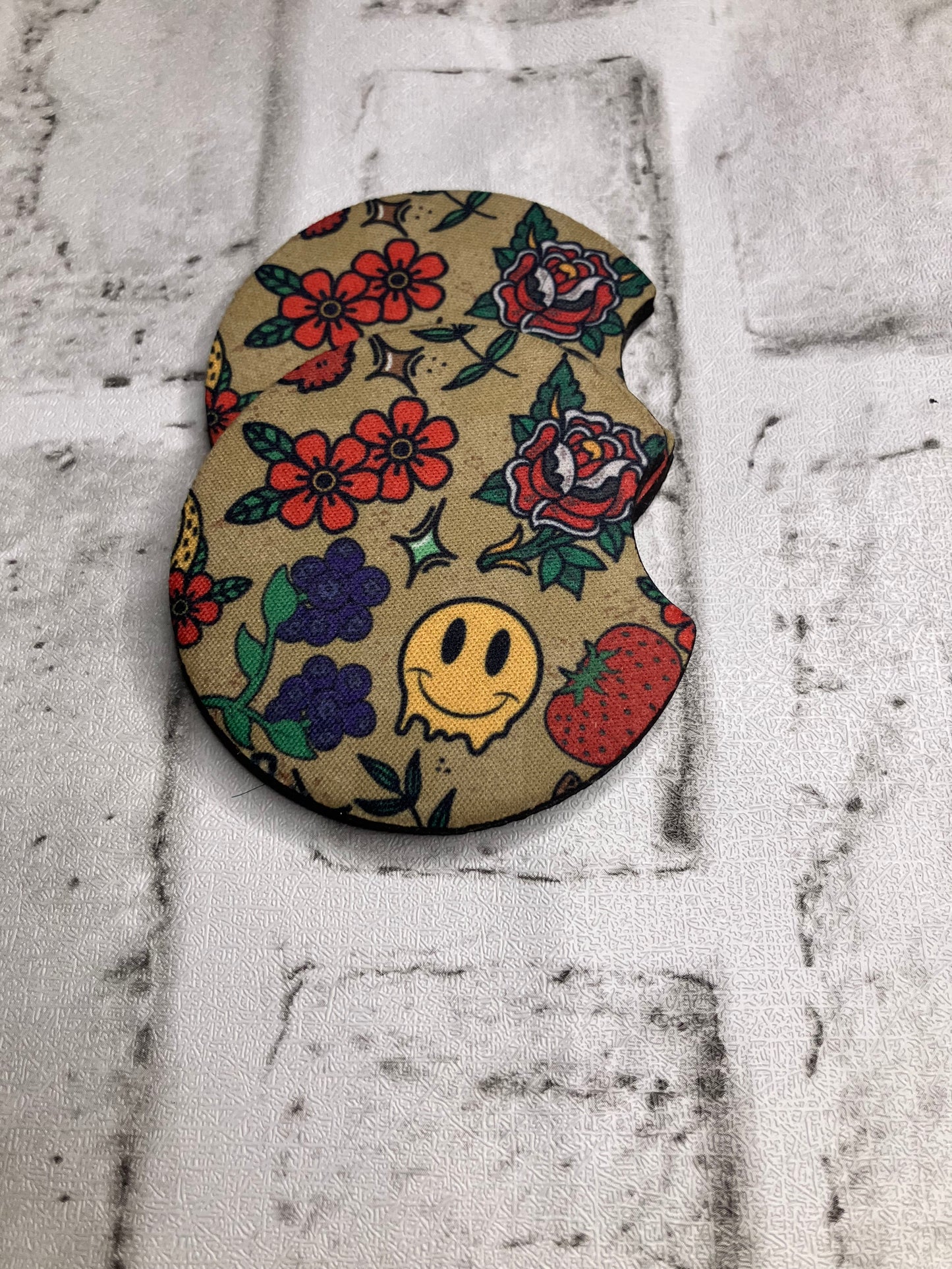 Vintage tattoo car coasters