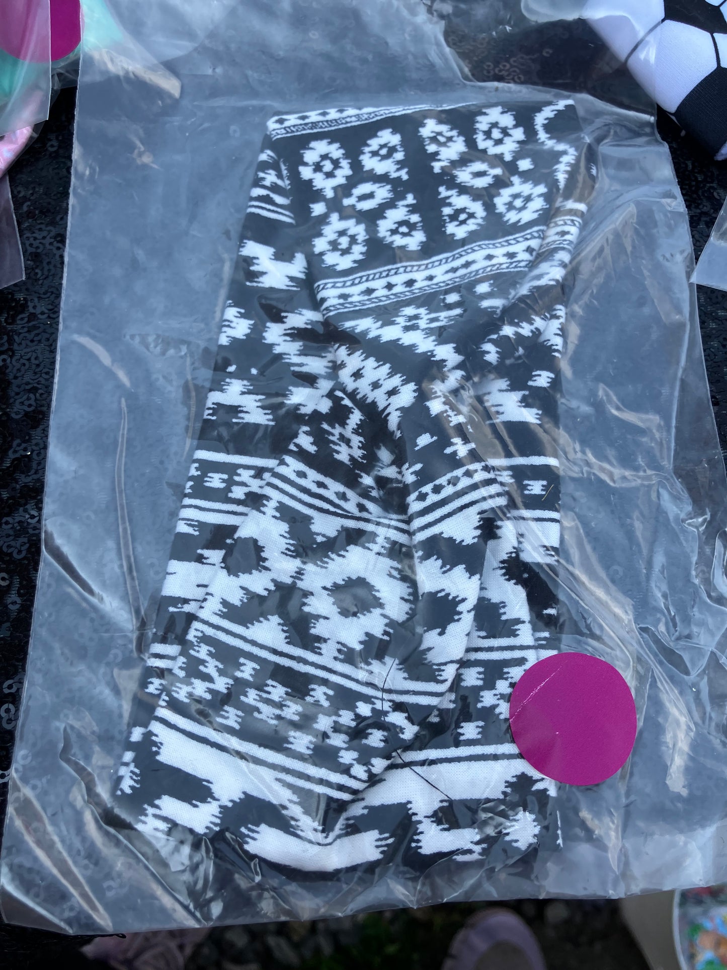 Black white Aztec child headbands