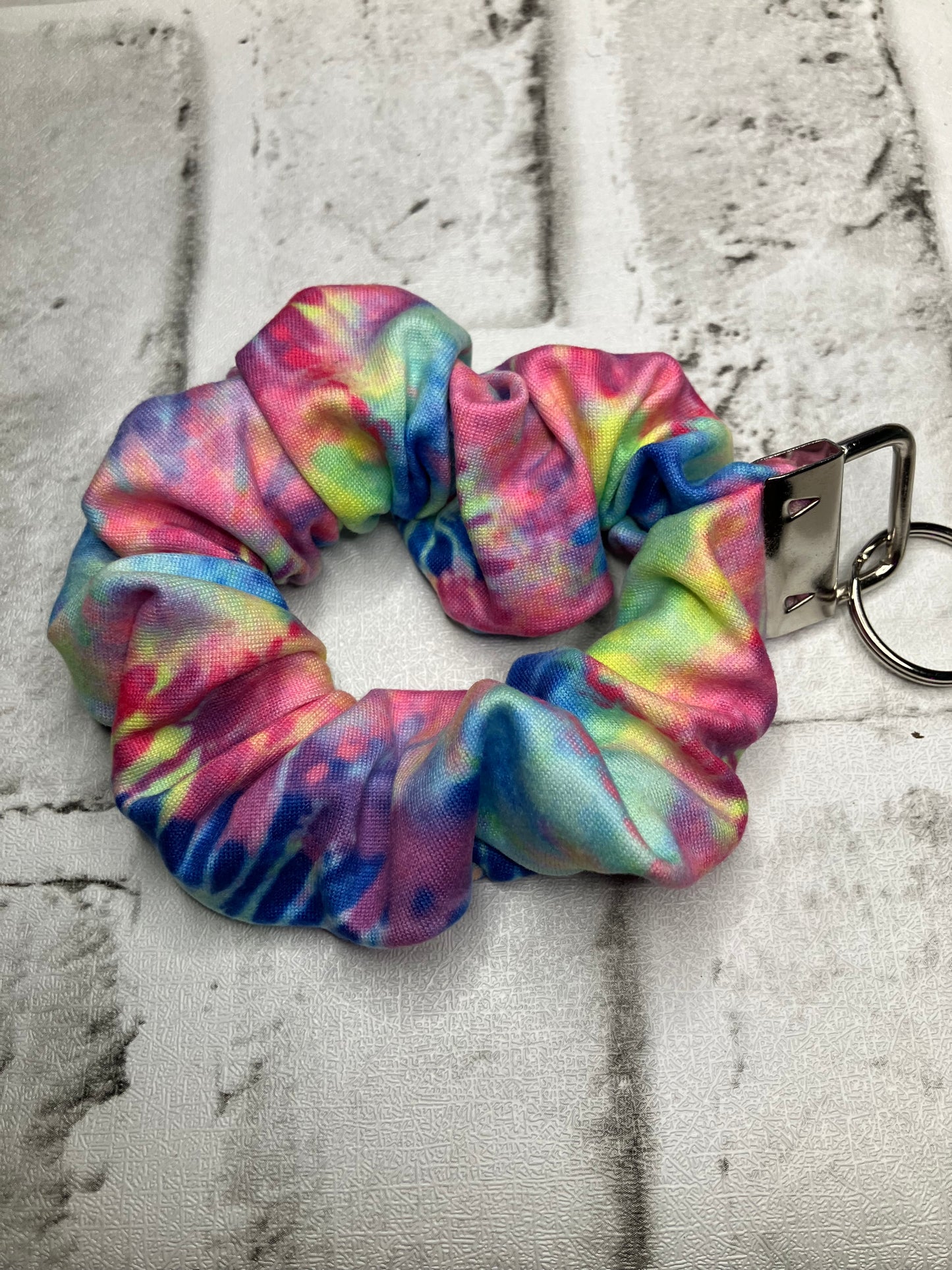 Tie dye scrunchie keychains