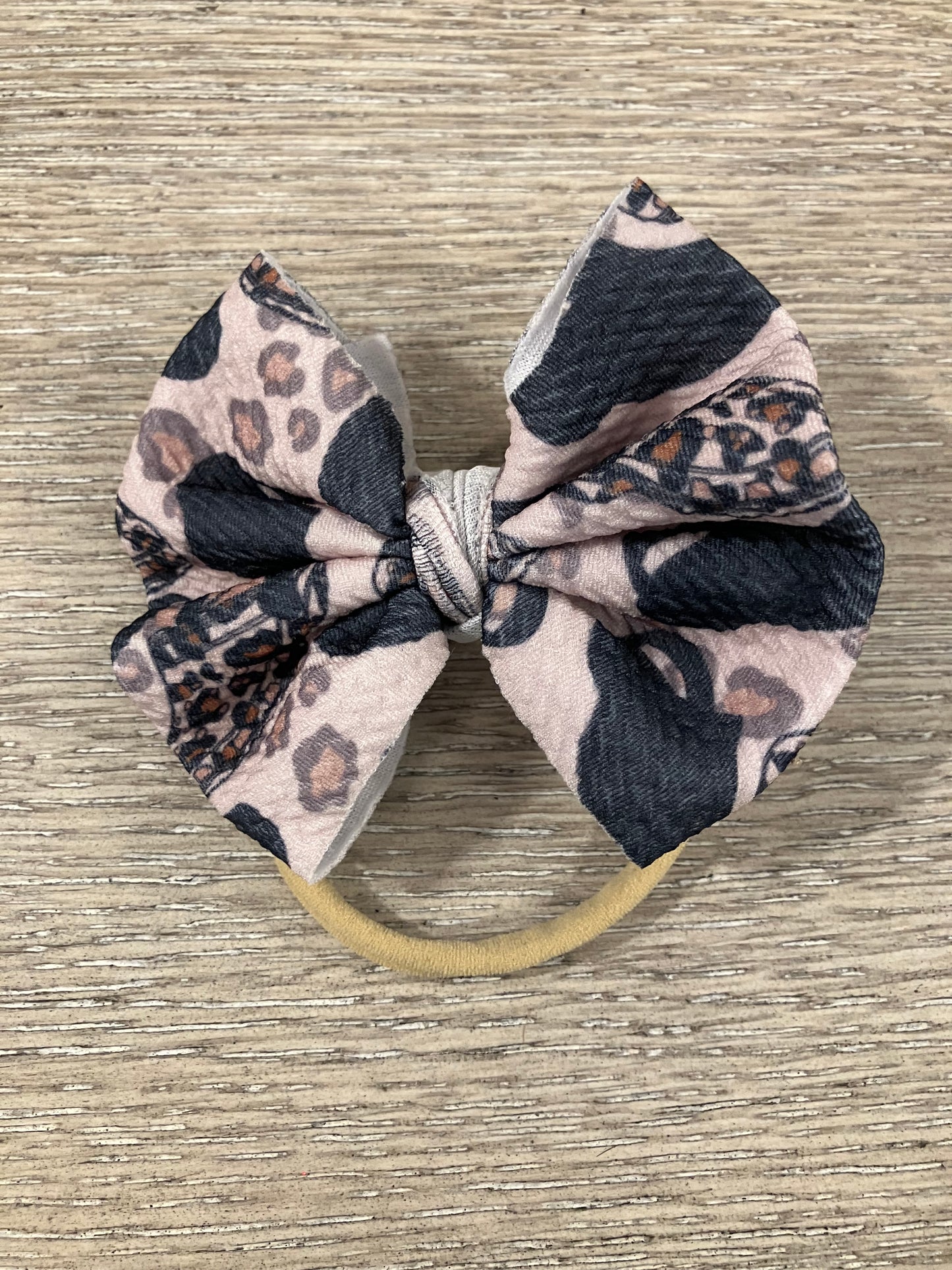 Leopard croc nylon bows