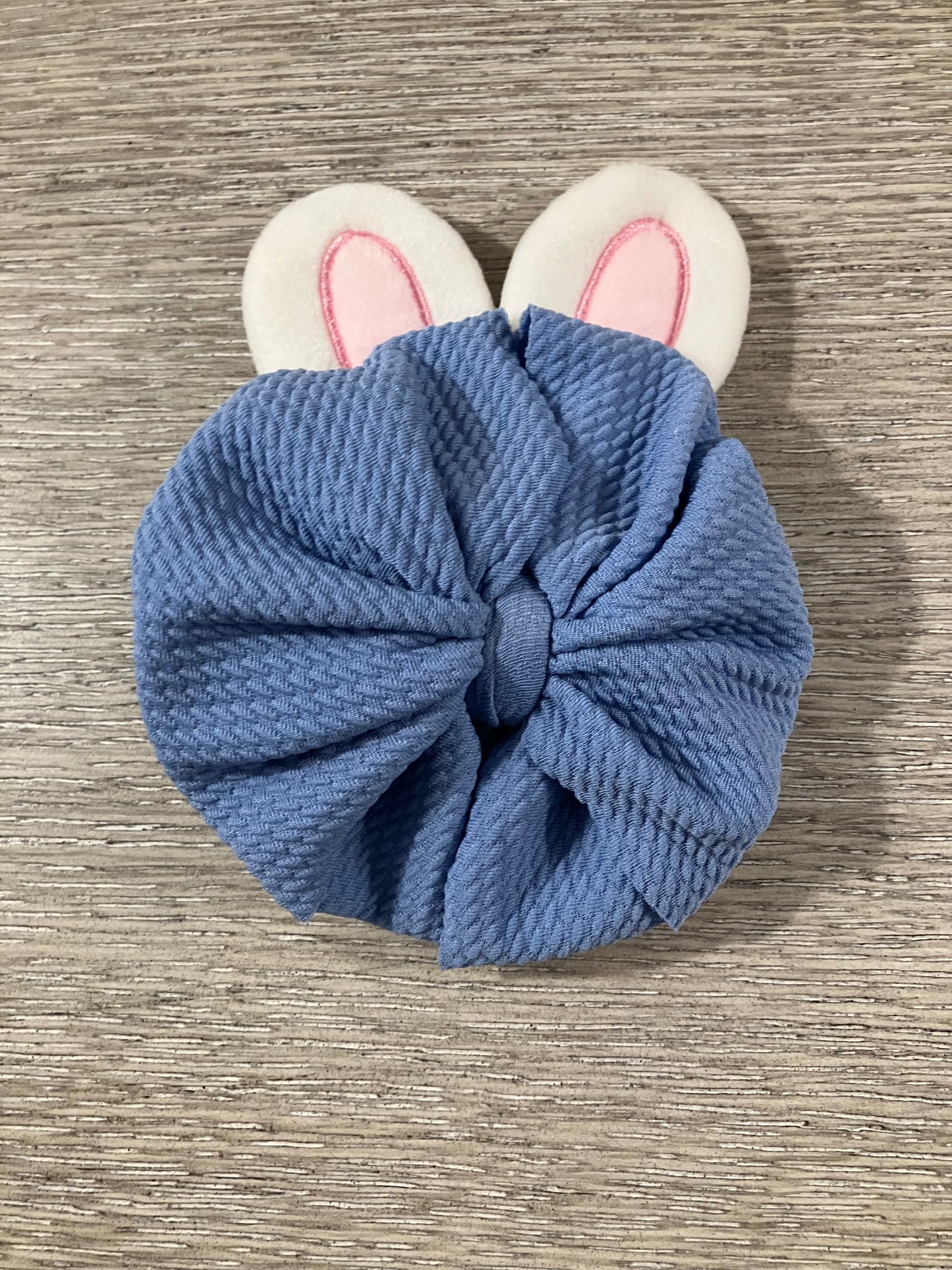 Bunny blue Easter ears clip bow