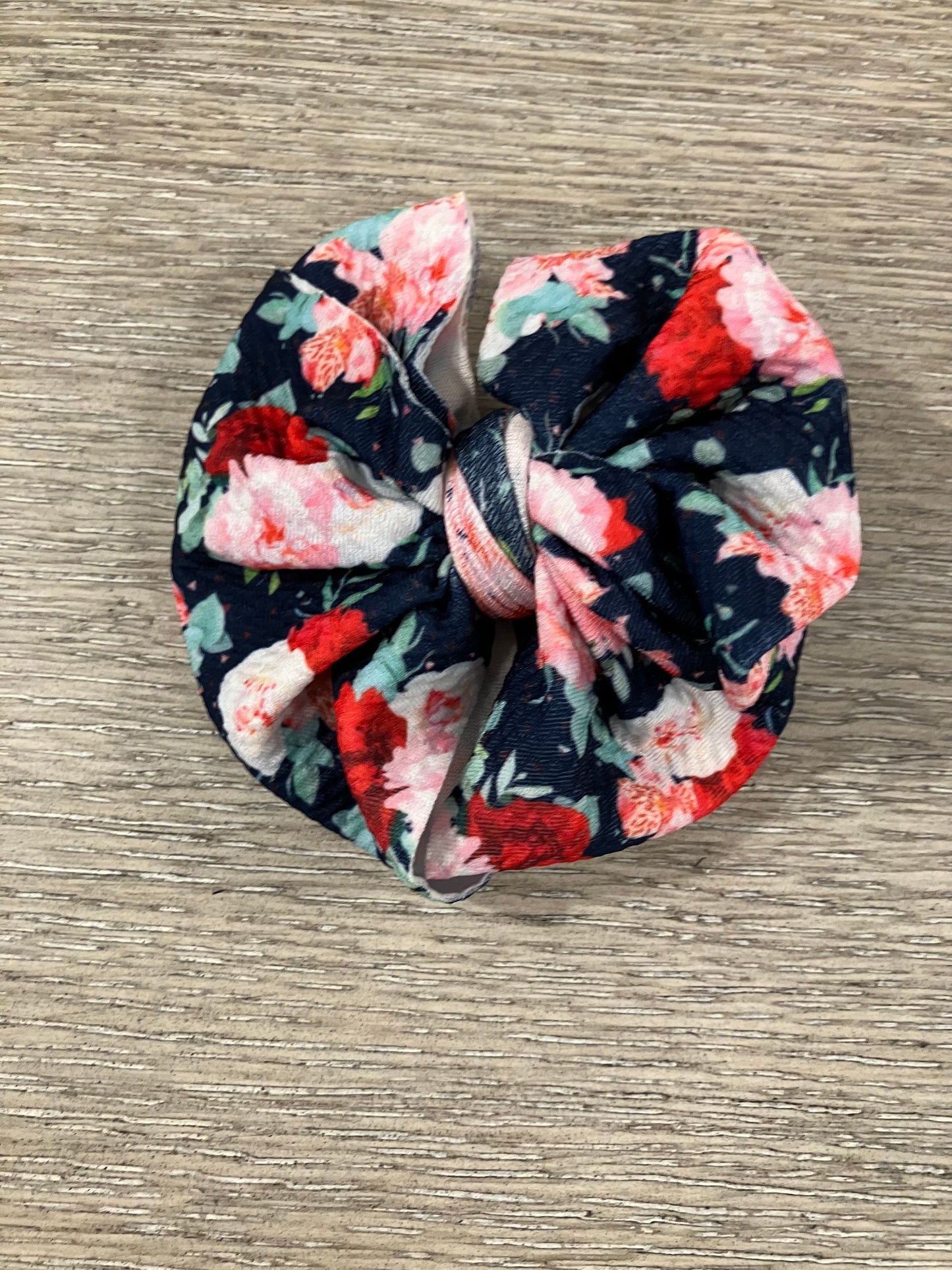 Navy floral clip bows