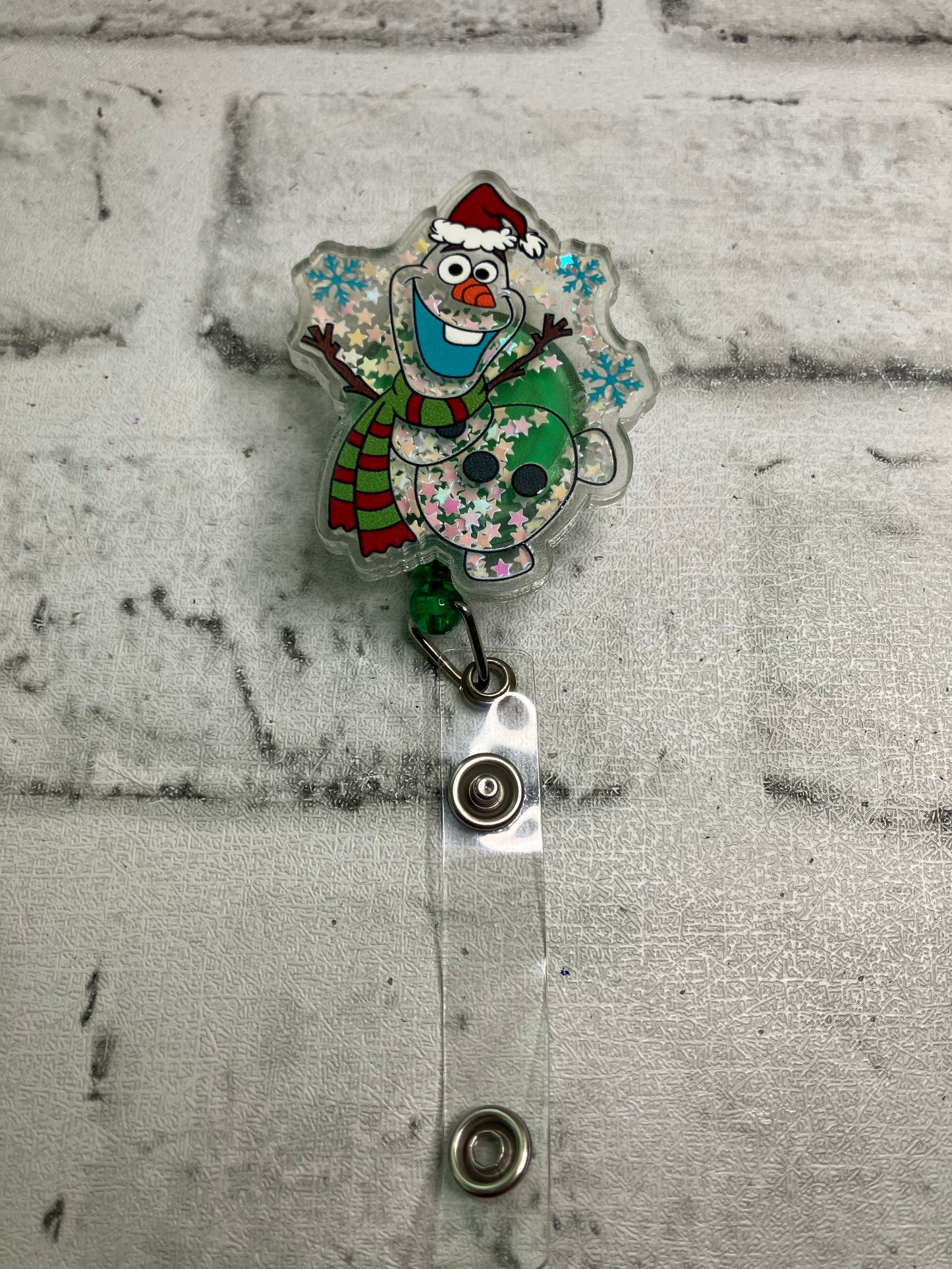 Snowman shaker badge reel