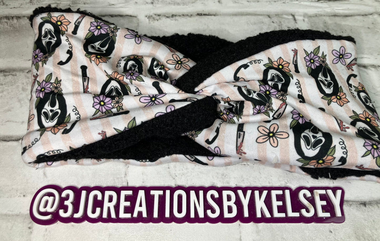 Ghostface floral adult ear warmers